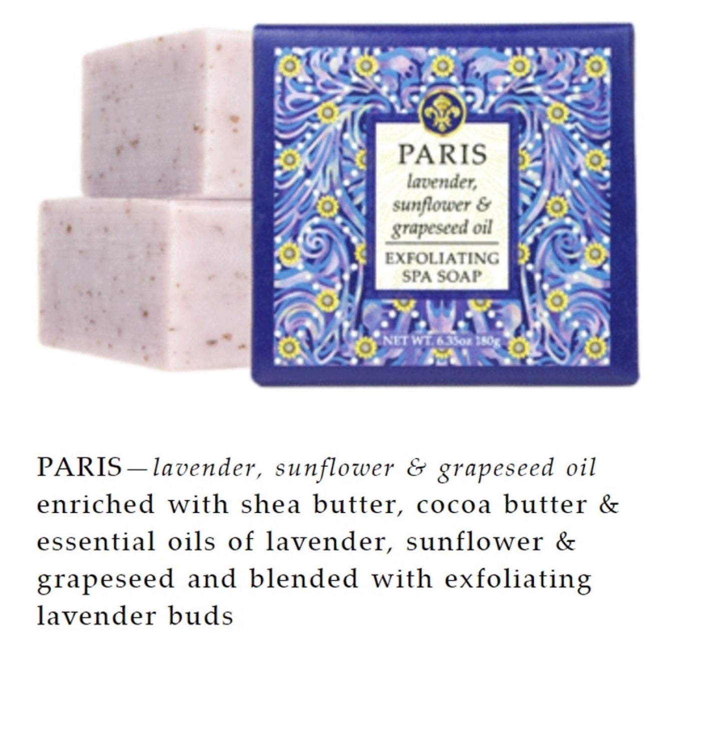 Greenwich Bay Trading Co., Paris Exfoliating Spa Soap, Set of 3 Square Bars, 6.35 Ounces Each Beauty & Personal Care Greenwich Bay