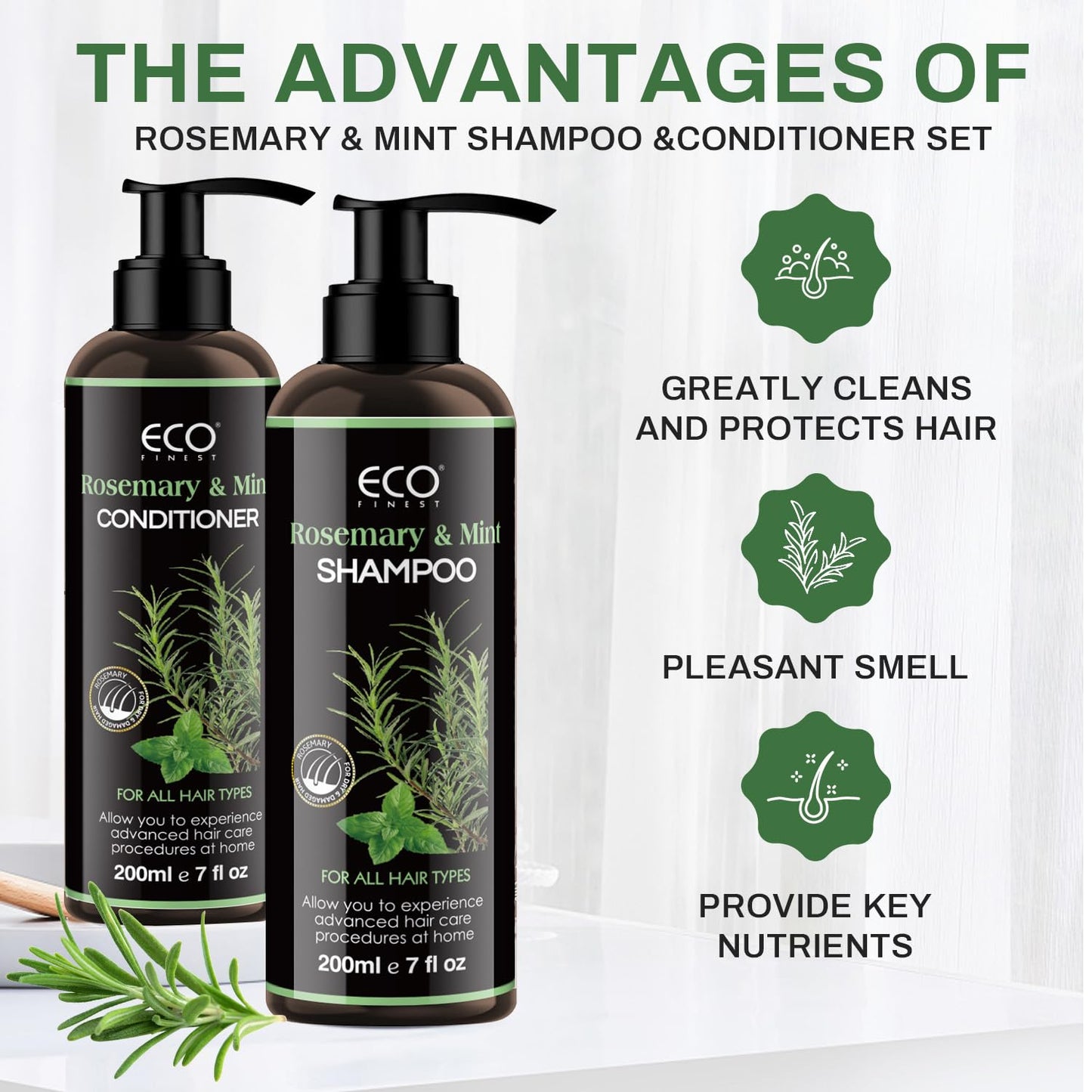 Rosemary Mint Strengthening Shampoo and Conditioner Set, Deep Cleaning & Refreshing Hair,Oil Control,Biotin Infused,Repair Damaged Hair,Revitalize Beauty & Personal Care DR.SEIDO