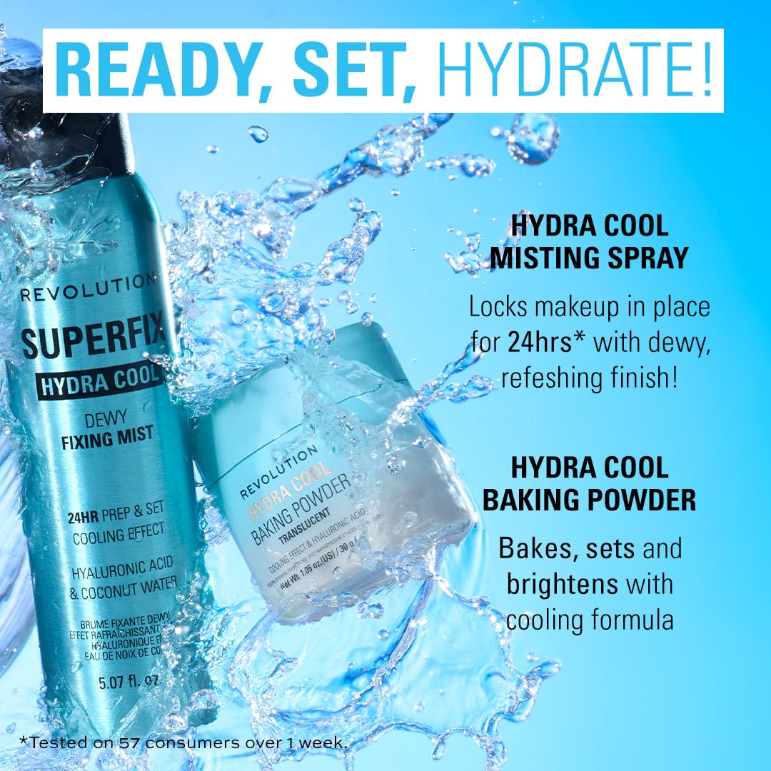 Revolution, Superfix Hydra Cool Prep + Fix Continuous Fixing Mist, Hydrating Face Spray for Makeup, Infused with Aloe Vera, Vegan & Cruelty Free, 5.7 Beauty and Personal Care Revolution Beauty London