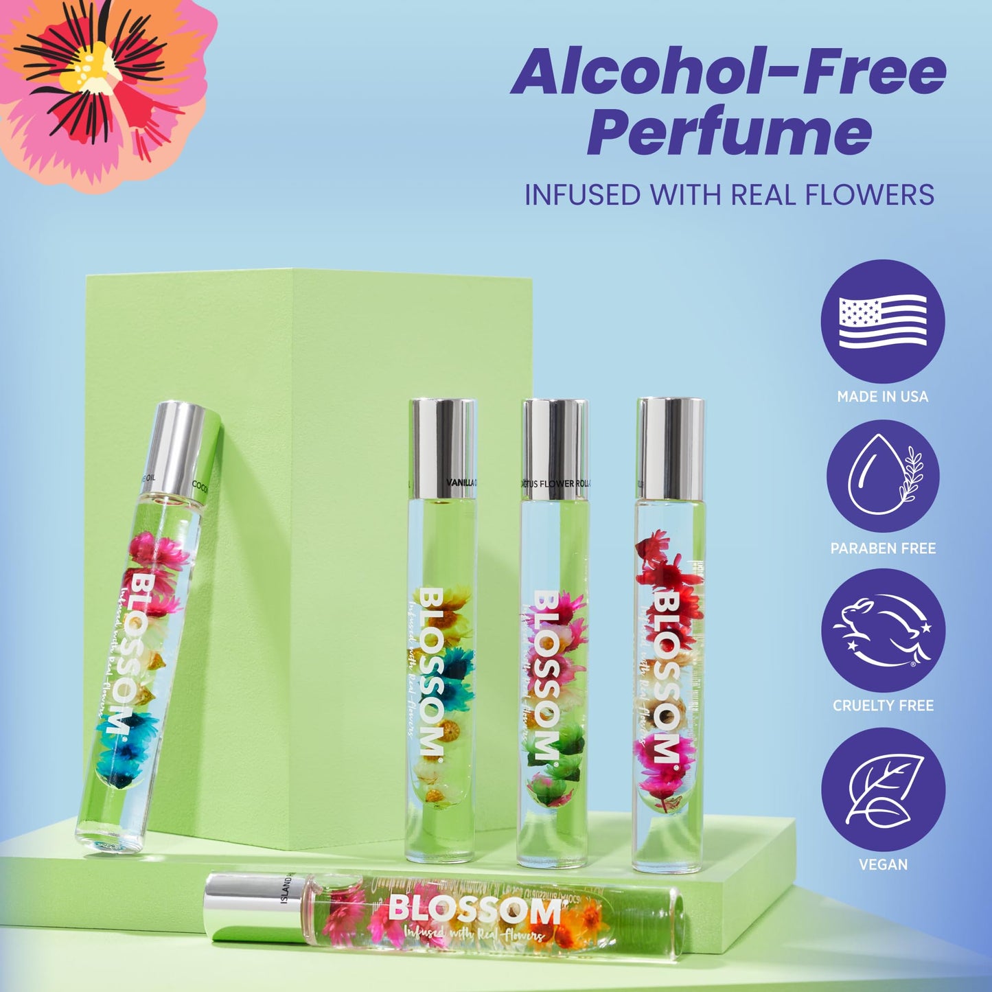 Blossom Roll on Perfume for Women Alcohol Free Rollerball Perfume Oil with Essential Oils, Infused with Real Flowers, Made in USA, 0.20oz (Vanilla Beauty & Personal Care Blossom