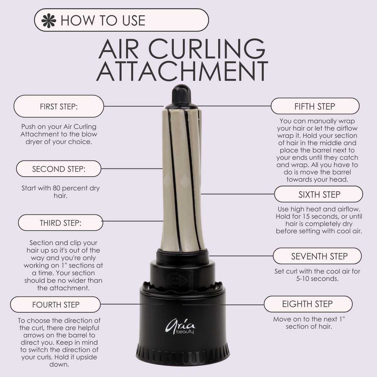 Aria Beauty Air Curling Attachment - Hair Dryer and Blow Dryer Attachment - Ideal for Wrapping and Curling Hair - Easy to Attach - 1 pc