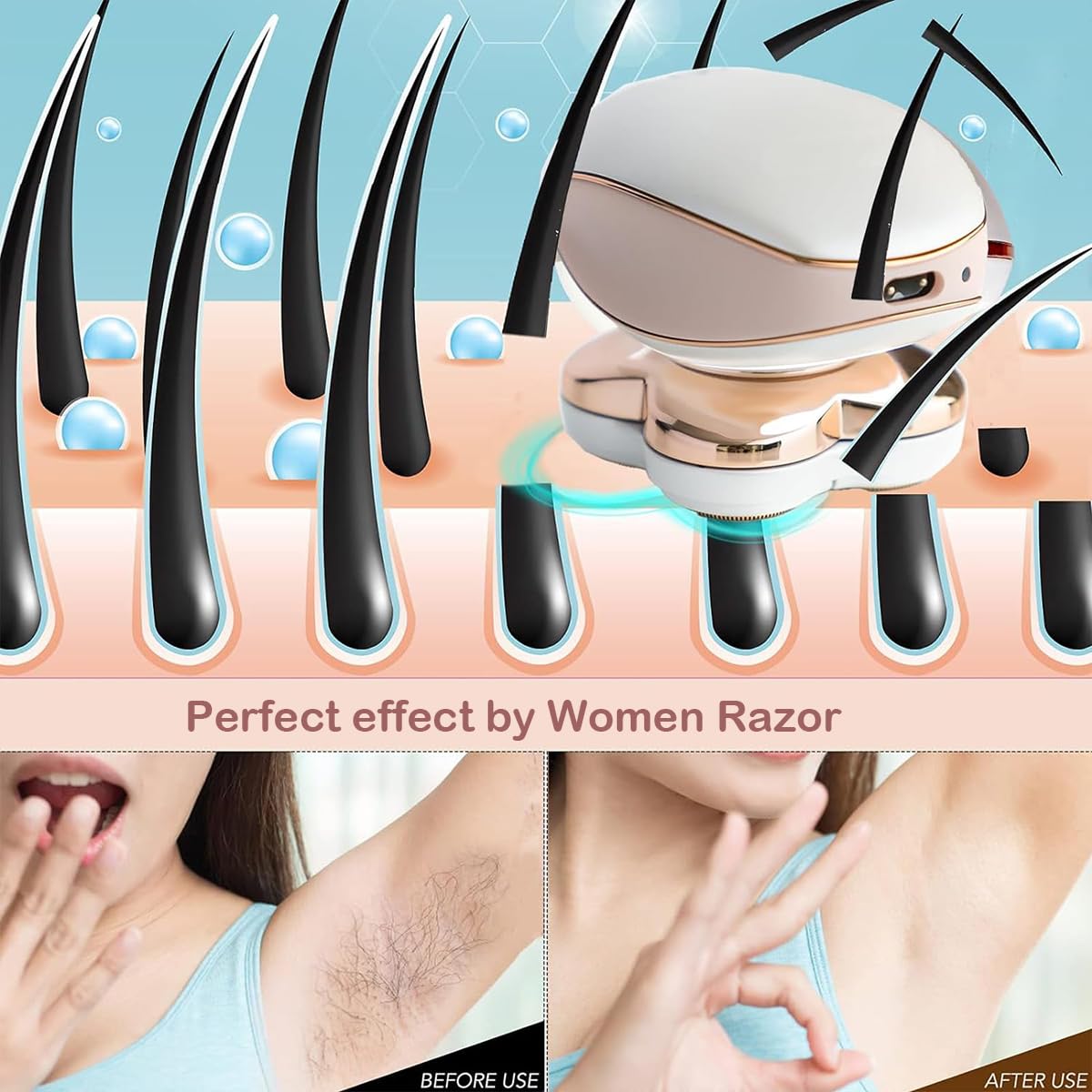 Electric Razors for Women, Facial Hair Removal, Shaver for Women, Wet and Dry Lady Hair Remover for Legs Body Face, Painless Womens Electric Shaver Beauty and Personal Care Muflylee
