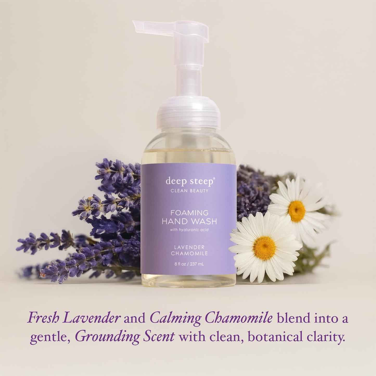 Deep Steep Foaming Hand Wash, Lavender Chamomile, 8 oz - Gentle Cleanser with Aloe, Argan Oil, Shea Butter & Hyaluronic Acid - Vegan, Clean Beauty Beauty & Personal Care Deep Steep