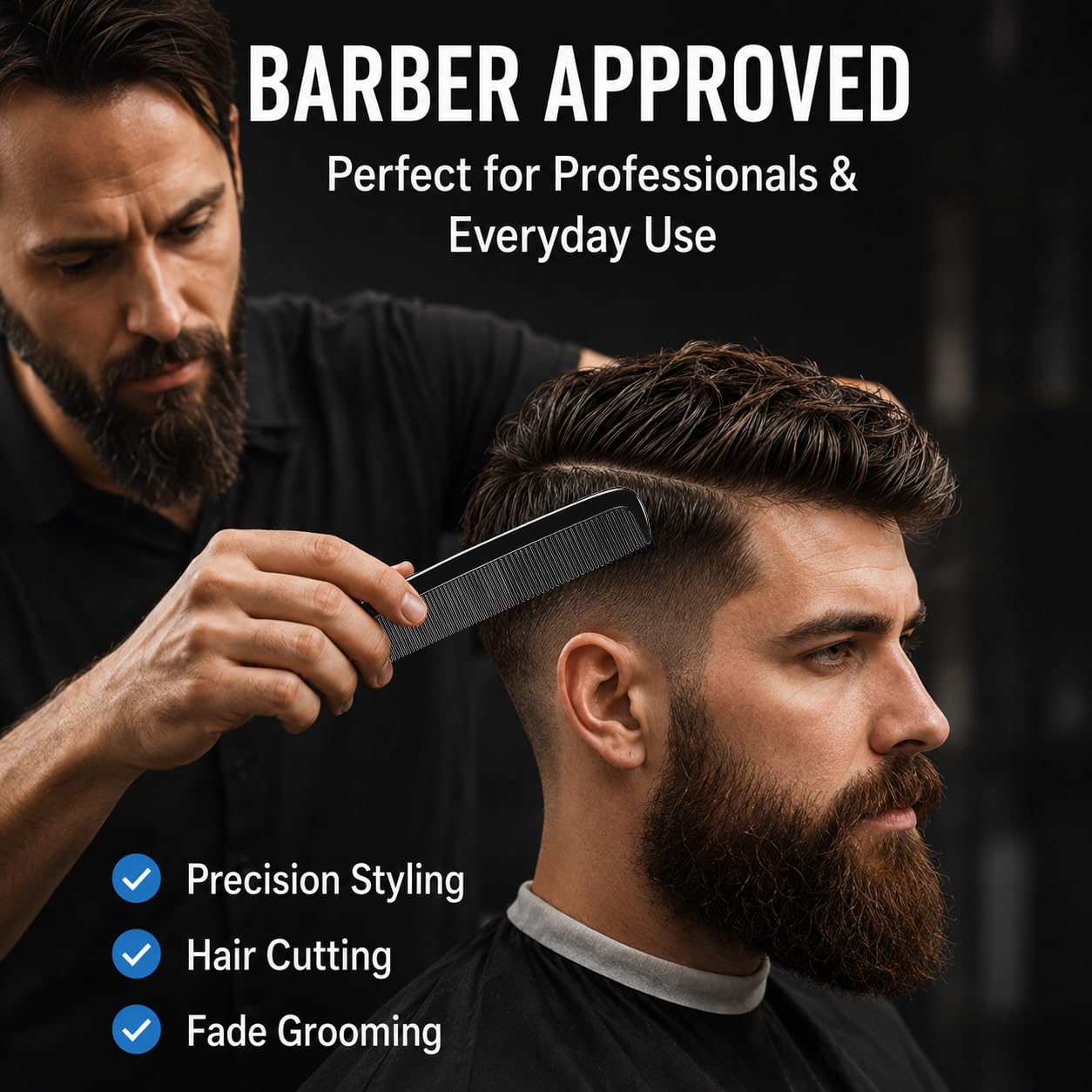 LUXXII Pocket Beard Comb 6 Pack, 5 Inch Fine Tooth Hair Comb for Men, Travel Barber Comb, Mustache Styling Comb, Grooming Comb for Beard Hair Beauty and Personal Care LUXXII