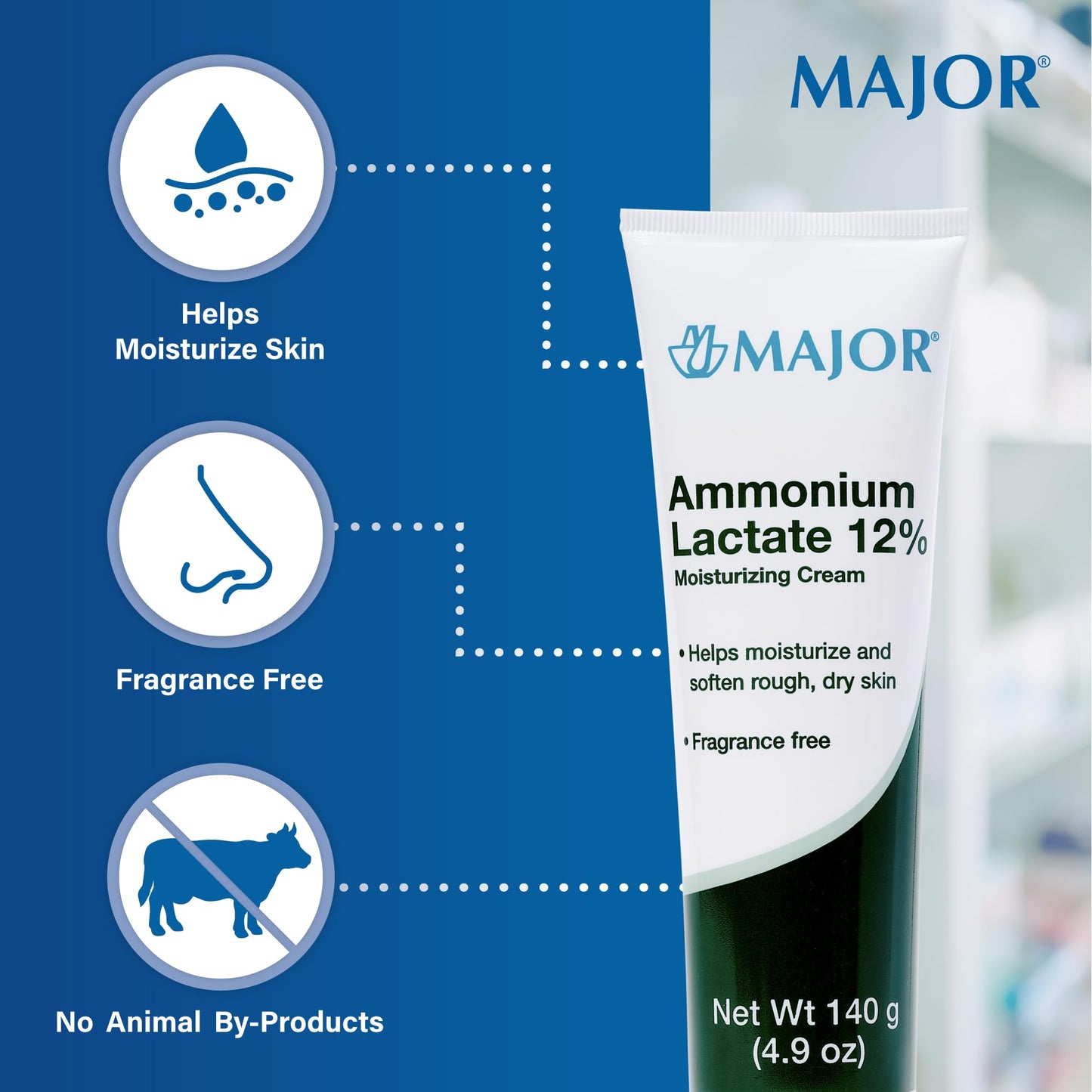 Major Ammonium Lactate 12% Moisturizing Cream - Lactic Acid Cream - Helps Hydrate, Soften, and Exfoliate Rough, Dry Skin - Fragrance-Free - 4.9 Oz. (1 Beauty & Personal Care MAJOR