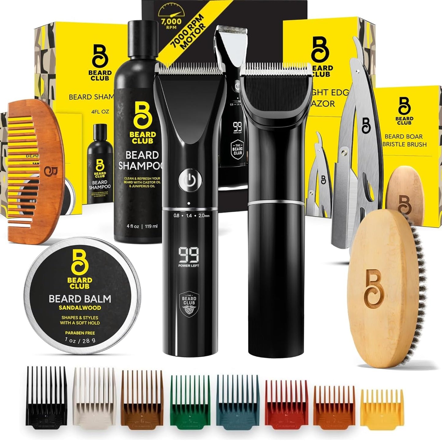 Beard Club Mens Grooming Kit & Beard Trimmer for Men - Professional Cordless Electric Hair & Moustache Trimmer, Straight Razor, Shampoo, Balm, Brush Beauty and Personal Care The Beard Club