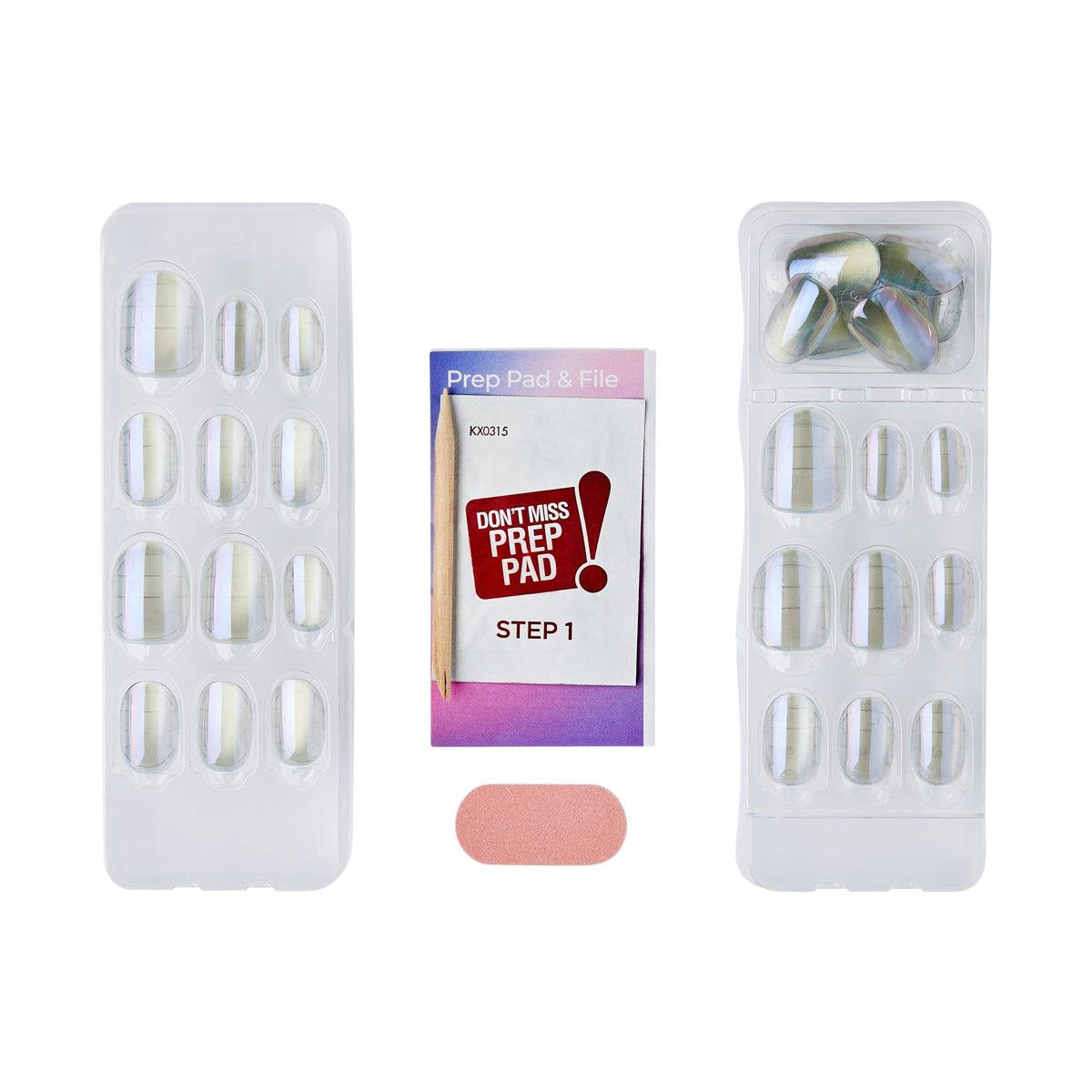 Kiss colorFX by Impress Press On Nails, Sour Love, 30 No Glue Peel and Stick Nails Kit with IMPROVED Adhesive, Silver Short Oval Pearlescent Effect
