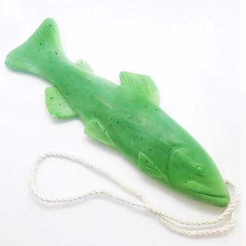 Green Trout Soap on a Rope, Soap for Men, Gifts for Kids, Eucalyptus Peppermint Essential Oil, handmade Soap (Pack of 1) Beauty & Personal Care Dope on a Rope