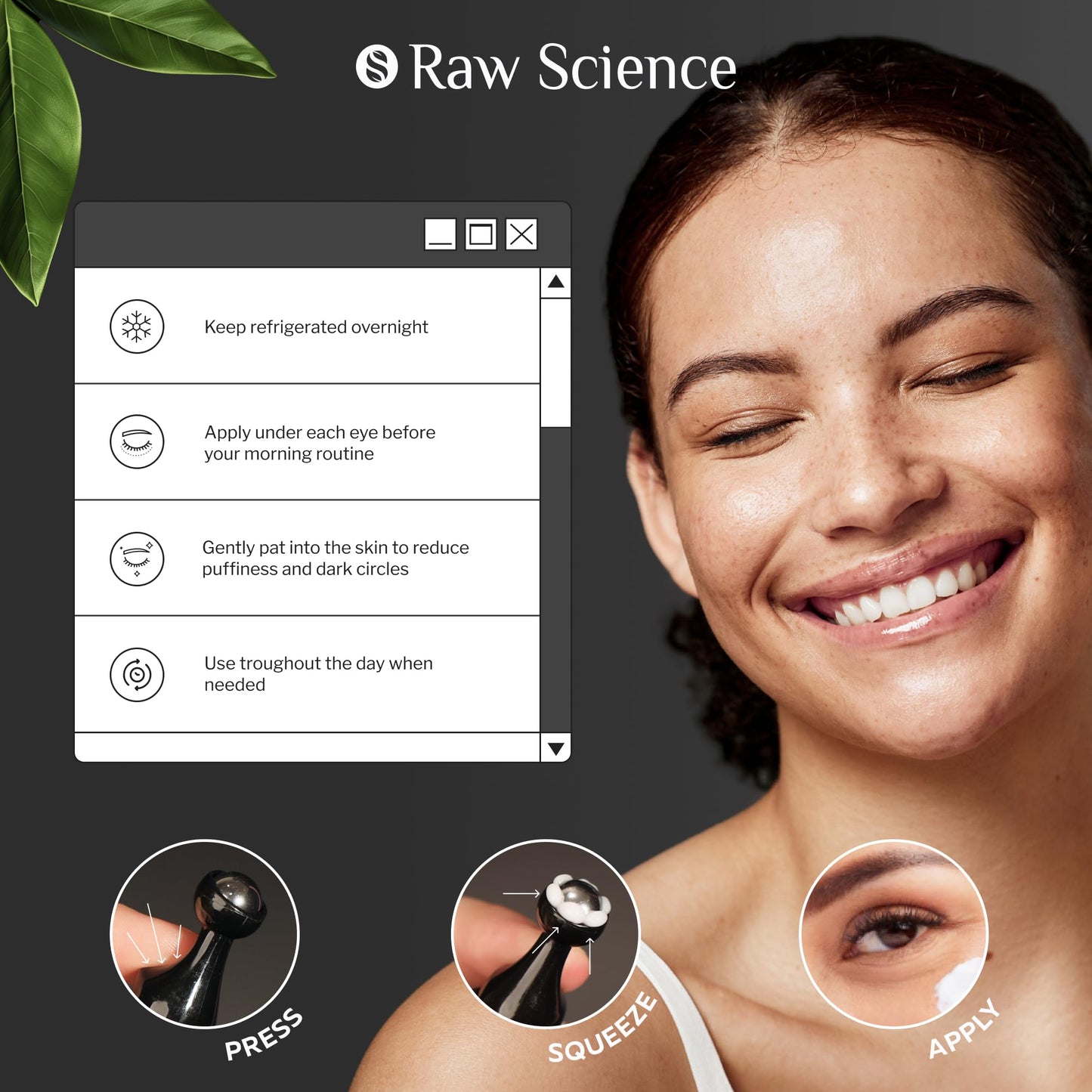 Eye Serum for Puffy Eyes & Dark Circles Under Eye Treatment, Caffeine, Niacinamide, Hyaluronic Acid, Retinol, Instant Moisturizer instead Eye Cream Beauty & Personal Care S RAW SCIENCE
