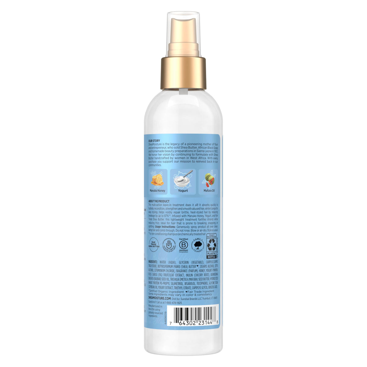 Shea Moisture Multi-Action Leave-In Conditioner Manuka Honey And Yogurt For Damaged Hair Sulfate Free Conditioner Spray 8 Oz Beauty & Personal Care Shea Moisture