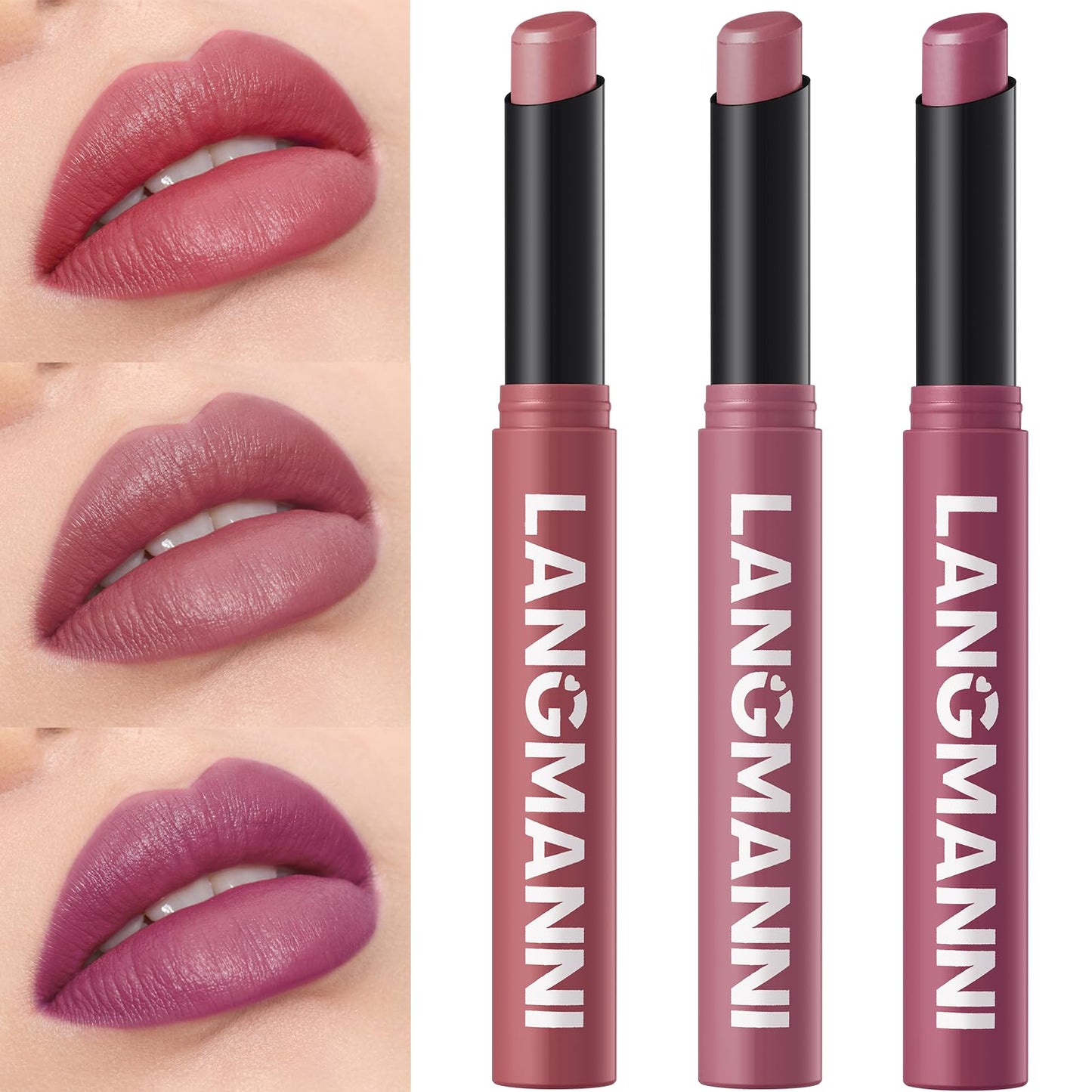 3Pcs Velvet Matte Lipstick Set, Nude to Dark Shades, Long-Lasting,Color789 Beauty and Personal Care Jolilab