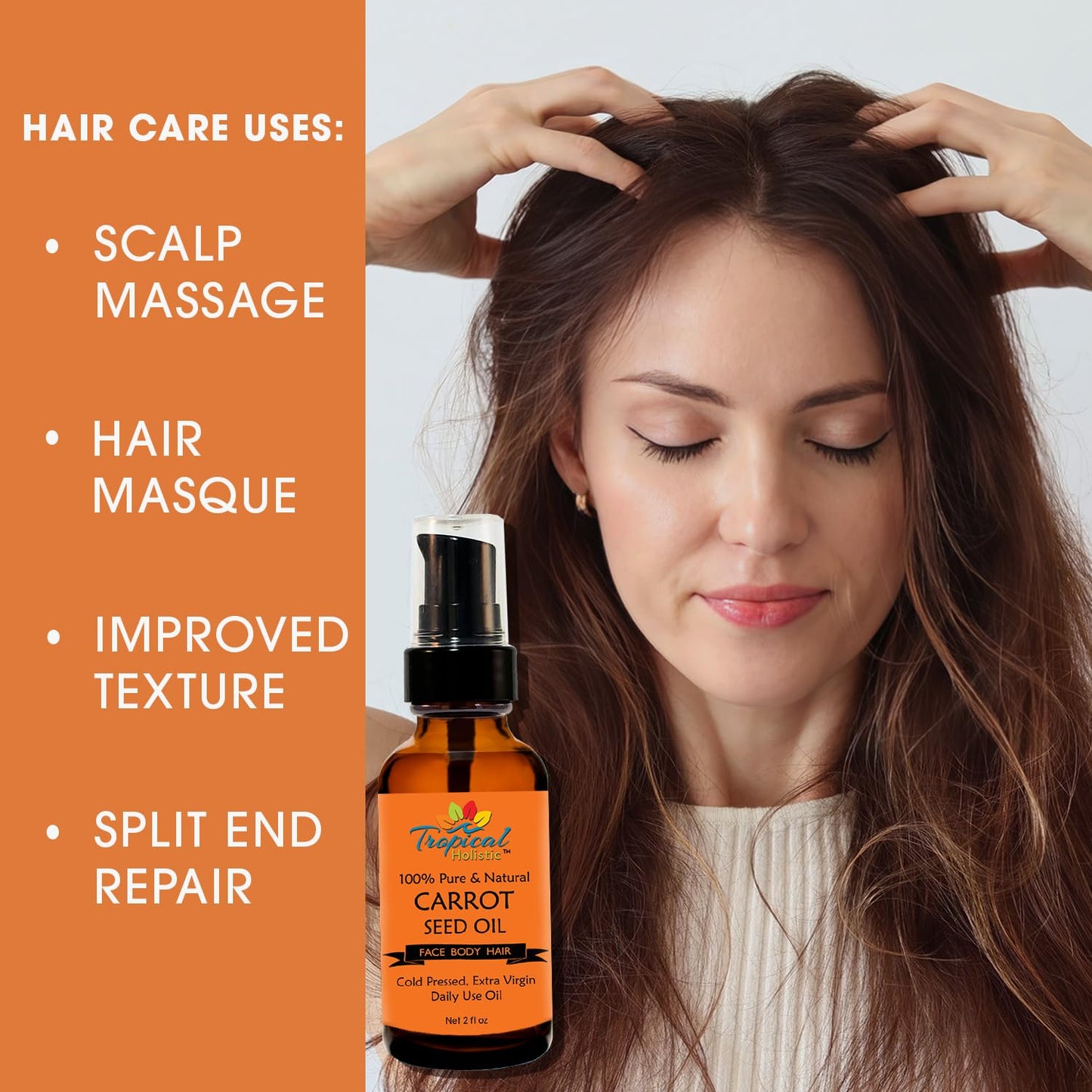 Tropical Holistic 100% Pure Natural Carrot Seed Oil 2oz, Natural, Cold Pressed, Unrefined Carrot Oil for Youthful, Radiant Skin, Face, Hair, Anti Beauty & Personal Care Tropical Holistic