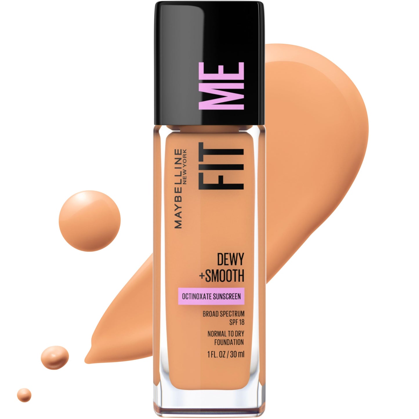 Maybelline Fit Me Dewy + Smooth Liquid Foundation Makeup, Warm Honey, 1 Count (Packaging May Vary) Beauty & Personal Care MAYBELLINE