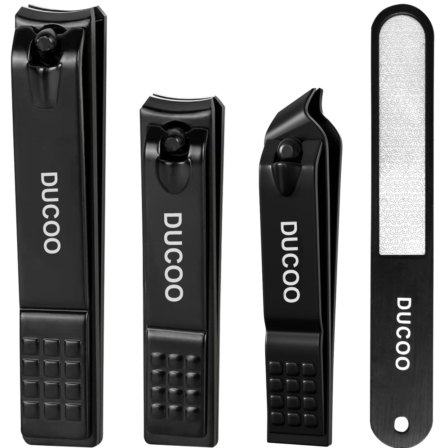 DUCOO Nail Clipper Set, 4 PCS Ultra Sharp Nail Clippers for Men, Women, Adults Toenail Fingernail Clippers, Stainless Steel Nail Cutter & File, Black Beauty & Personal Care DUCOO