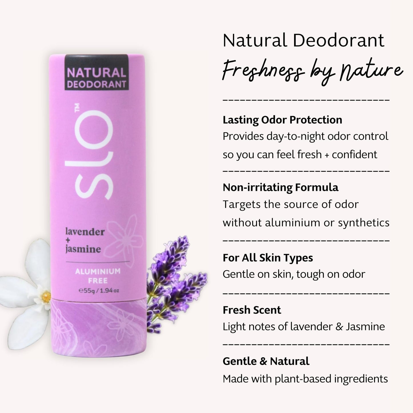 Slo Natural Deodorant - All Natural Ingredients - Aluminum Free Deodorant for Women - Vegan, Paraben and Cruelty Free - Paper Packaging - Lavender + Beauty and Personal Care Slo