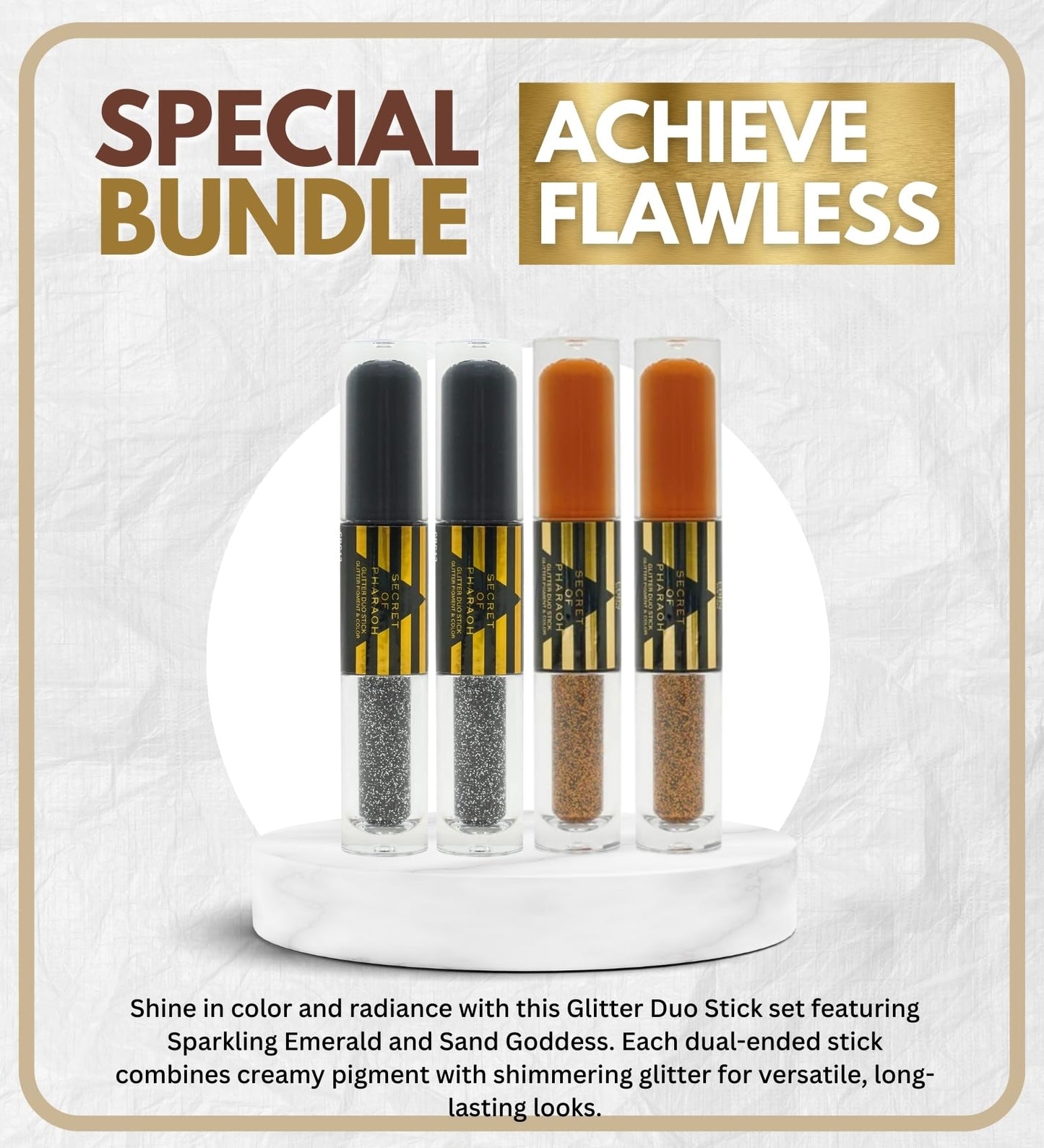 Body Glitter Stick - 2X Secret of Pharaoh GlitterDuo Stick - Sand Goddess Bundle with 2X Sparkling Emerald by EBIN NEW YORK - Dual-Ended Primer Beauty & Personal Care EBIN NEW YORK