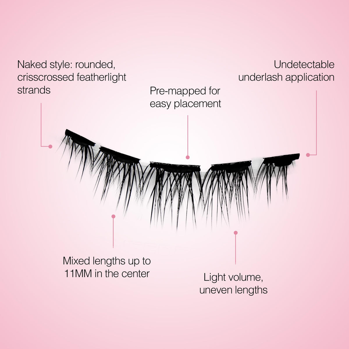 Ardell Press On Lashes Pre-Glued Underlash Extensions - Naked Natural Lash Clusters, No Glue Needed Self Adhesive Eyelashes, DIY Cluster Eyelash