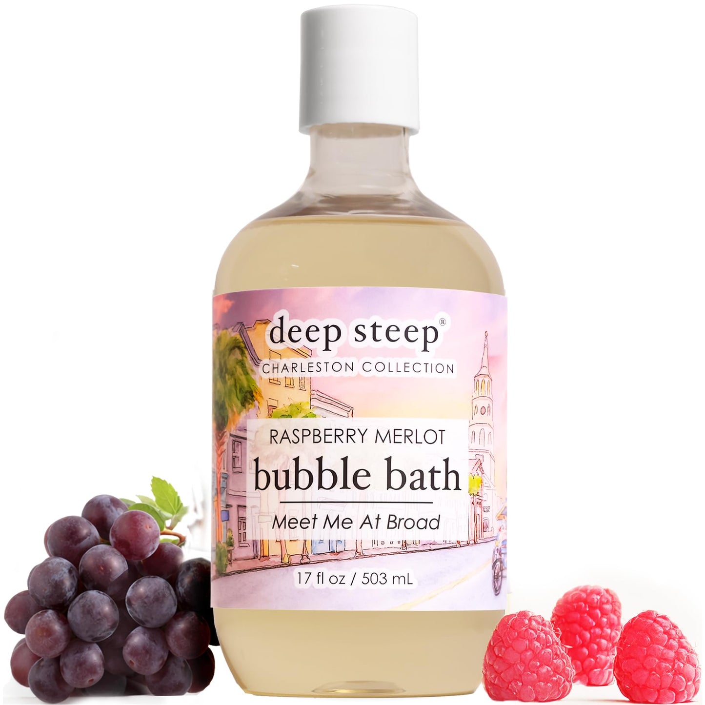 Deep Steep Raspberry Merlot Bubble Bath for Women, Hypoallergenic, Clinically Tested, Clean Formula for Sensitive Skin, Sulfate-Free, 17 fl oz Bottle Beauty and Personal Care Deep Steep
