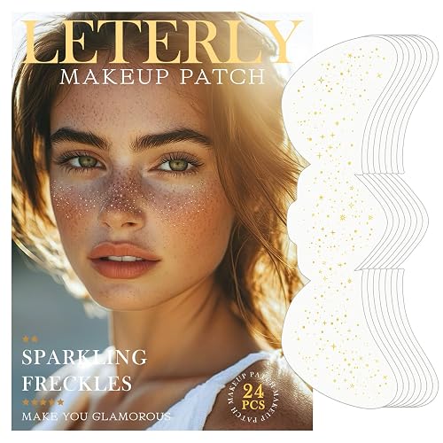 Leterly 24 Pcs Glitter Freckles Face Tattoo,Gold Face Glitter Makeup Patches Cute Sparkle Freckles Patches Waterproof Makeup Speckles for Face Beauty & Personal Care Leterly