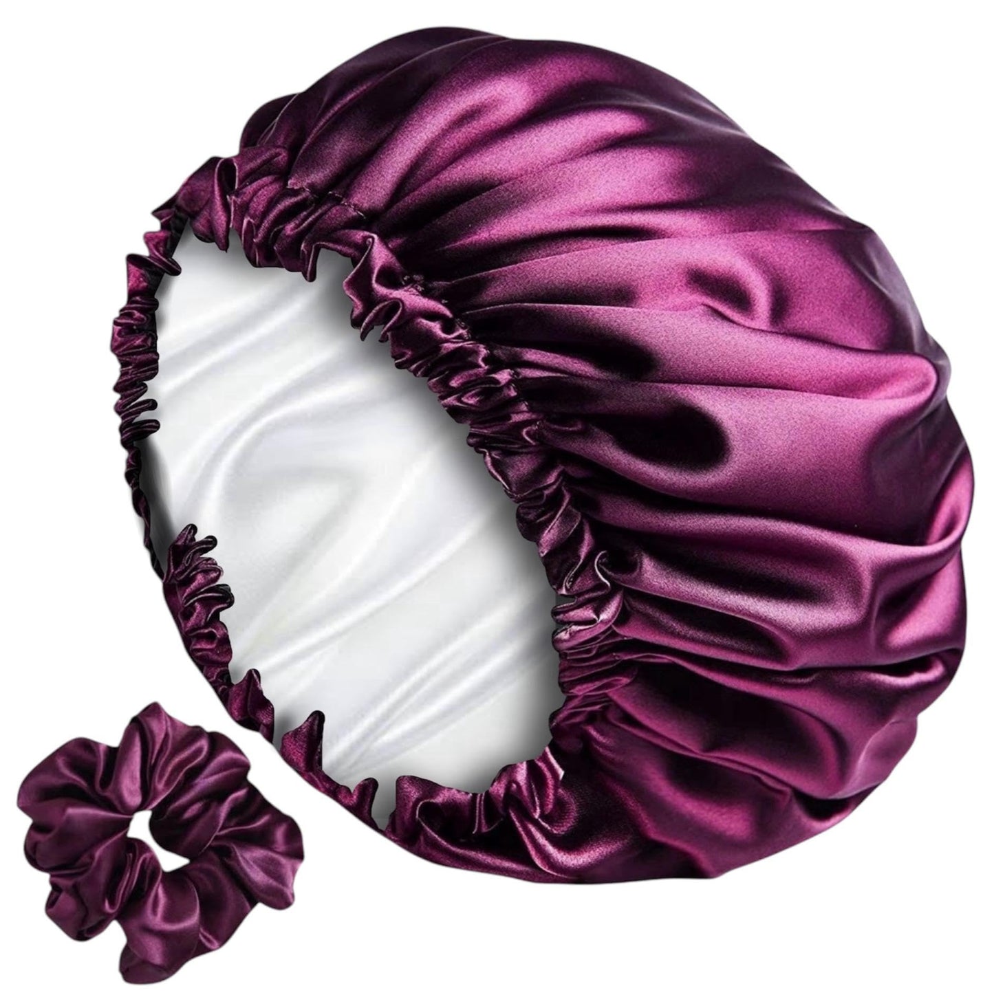 RIXTEC Luxury Satin Hair Bonnet Sleep Cap with Satin Scrunchie for Women Girls for Curly and All Hair Types Wine Red Beauty and Personal Care RIXTEC
