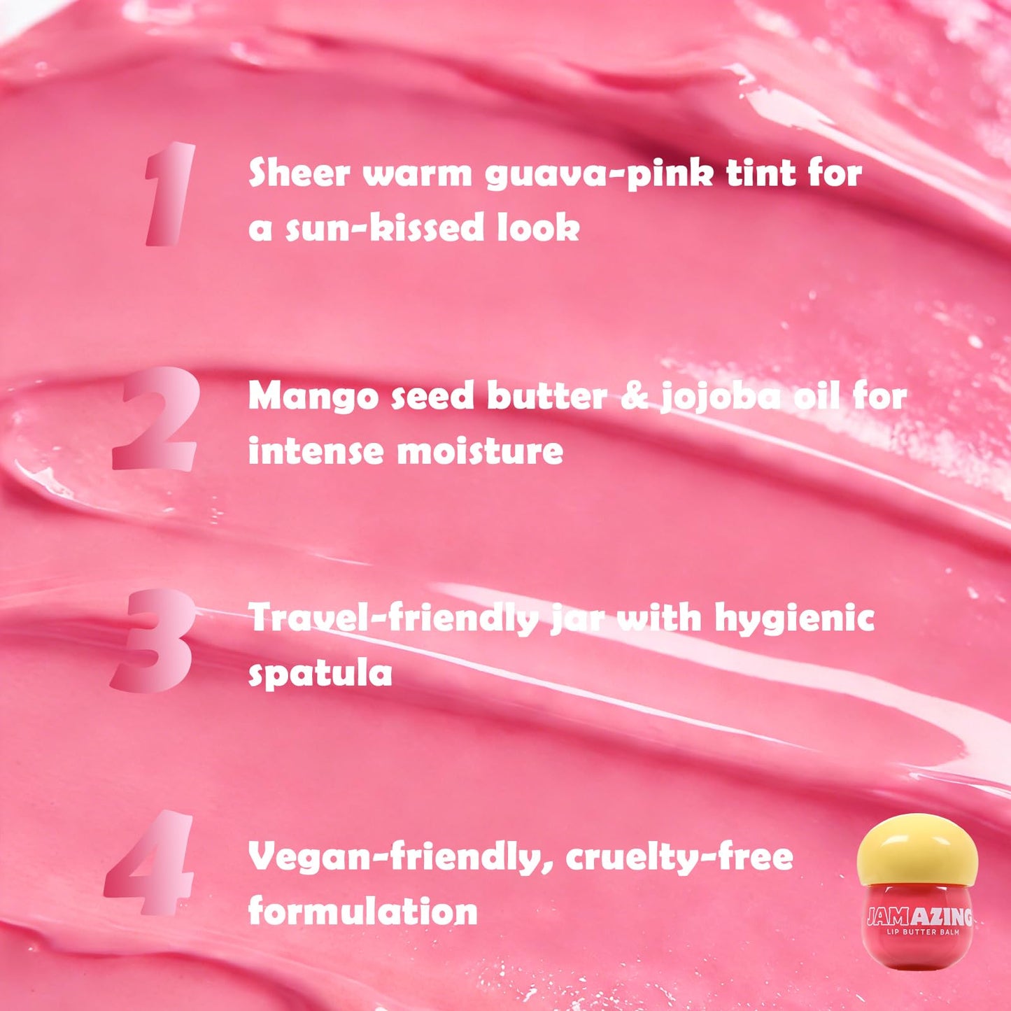 Jamazing Lip Butter Balm Guava Jam by Oz Lab High Shine Tinted Lip Balm Moisturizing Non Sticky Vegan Cruelty Free Hydrating Lip Gloss for Dry Lips Beauty and Personal Care OZ LAB