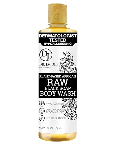 Dr Jacobs Naturals Authentic African Raw Black Soap, All-In-One Cleanser for Face Wash, Sensitive Skin Body Wash, Shampoo, Shaving Soap | Shea Butter Beauty & Personal Care DR.JACOBS NATURALS