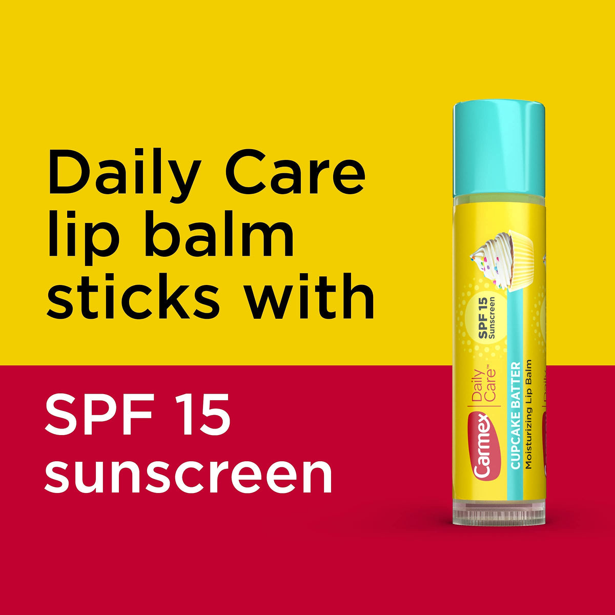 Carmex Daily Care Moisturizing Lip Balm Sticks, SPF 15, Cupcake Batter Flavor, 9 Count Beauty & Personal Care Carmex