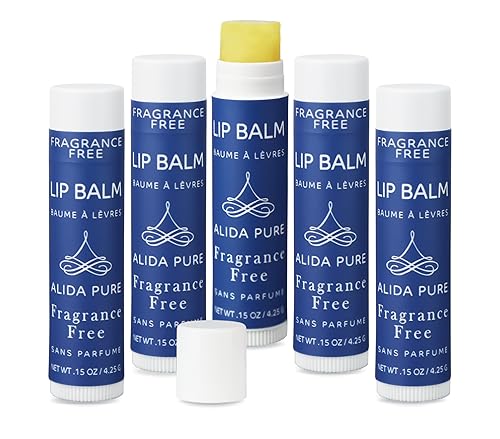 ALIDA PURE Fragrance Free Lip Balm, Vegan Set, Unscented, No Flavor, Beeswax Free, Organic Jojoba and, Avocado Oil, Vitamin E, Natural Moisturizer Beauty & Personal Care ALIDA PURE