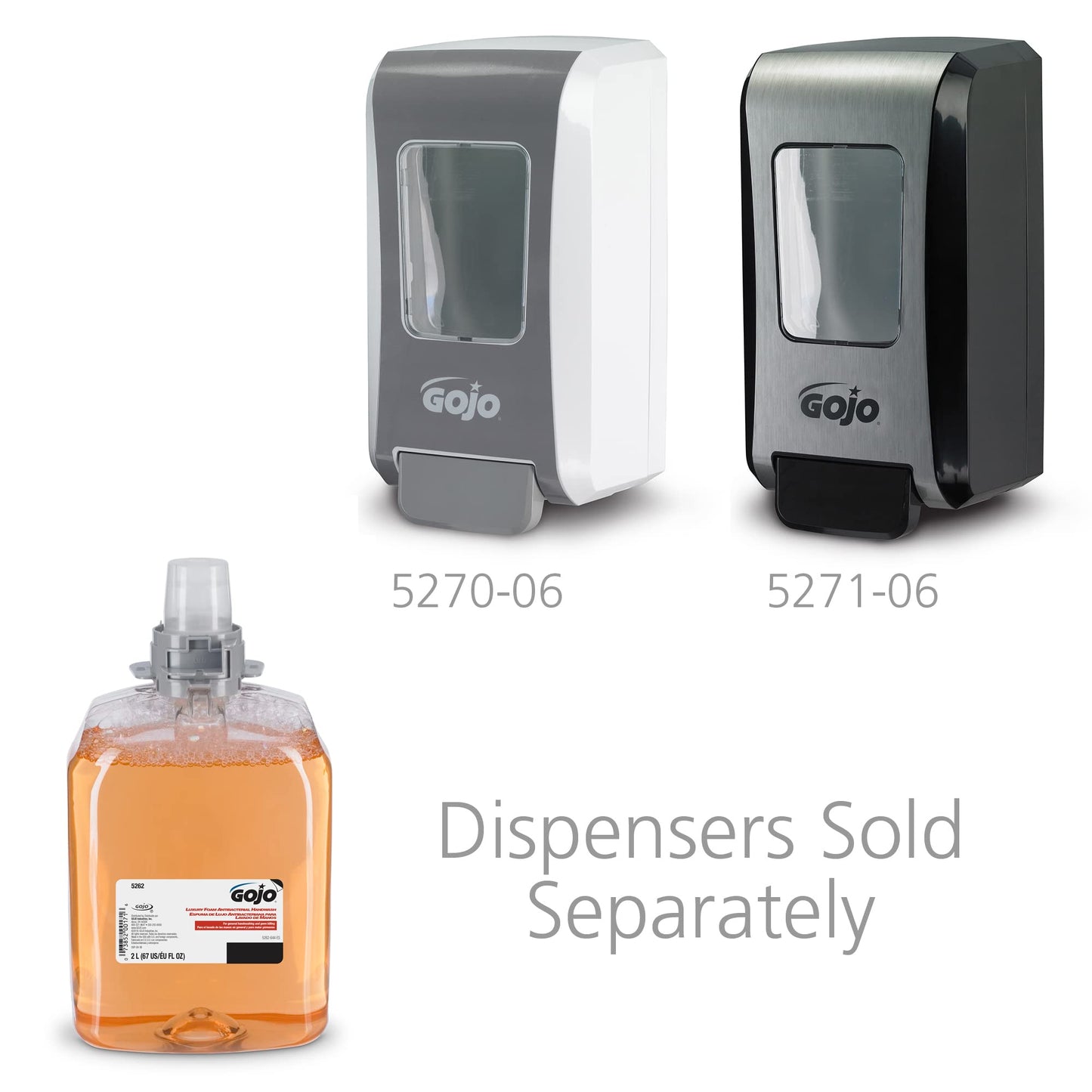 GOJO Luxury Foam Antibacterial Handwash, Fresh Fruit Fragrance, 2000 mL Foam Hand Soap Refill FMX-20 Push-Style Dispenser (Pack of 2) - 5262-02 Beauty & Personal Care GOJO