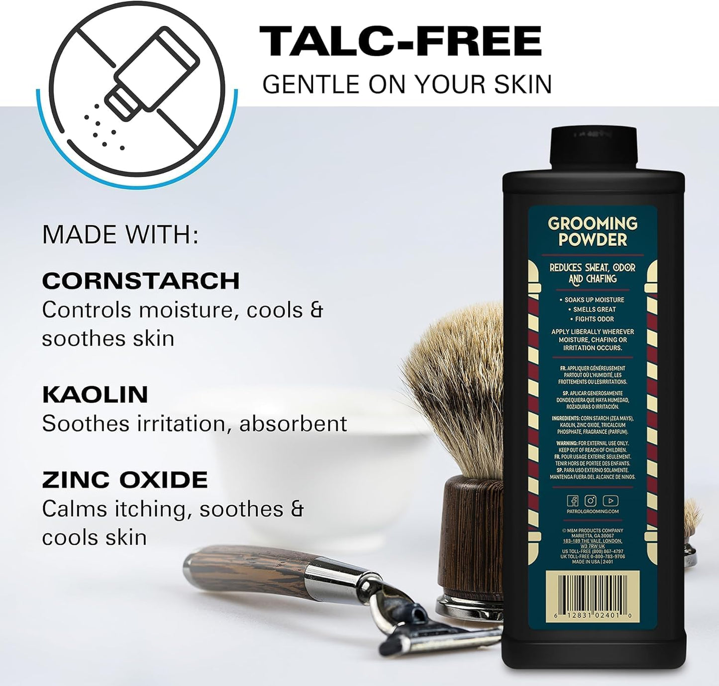 Bump Patrol Barber Pro Grooming Powder - Talc Free Hair and Body Powder for Men, Protects Against Sweat, Odor, and Chafing From Head to Toe for All Beauty & Personal Care Bump Patrol