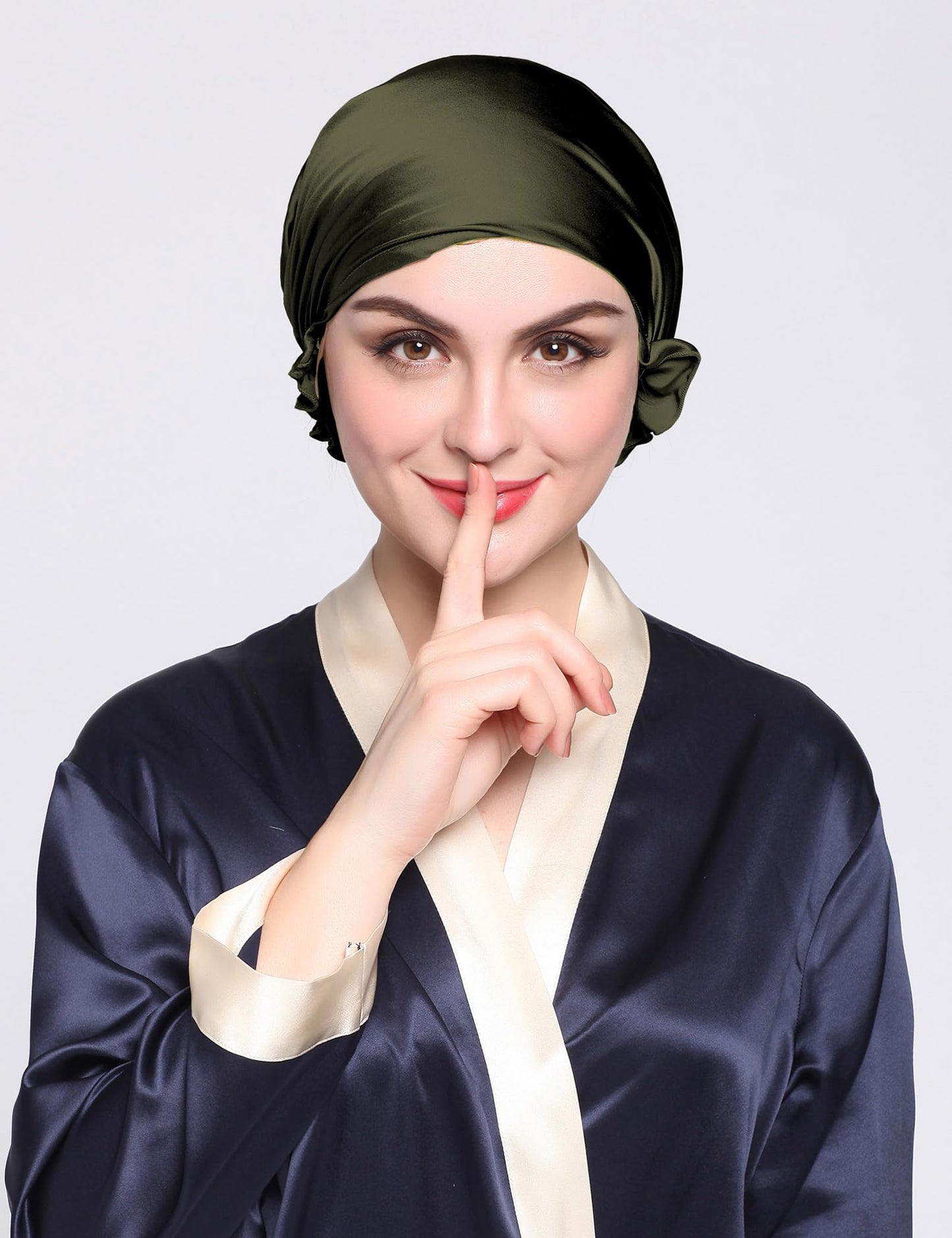 LilySilk Silk Bonnet for Sleeping Womens Sleep Cap 100% 19MM Mulberry Silk for Long Curly Hair Adjustable Stretchy Olive Green Beauty and Personal Care LilySilk