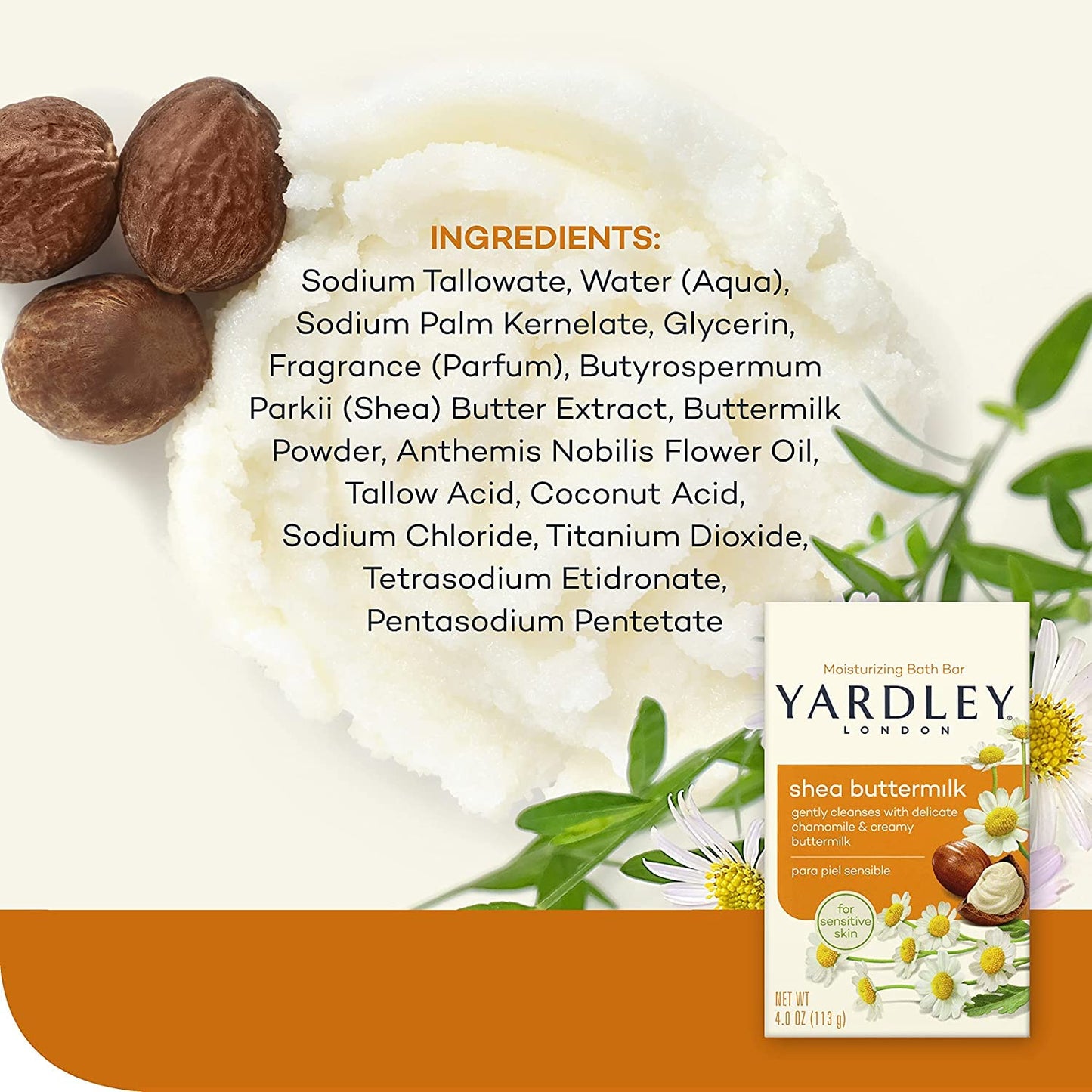 Yardley Shea Buttermilk Bath Bar 4oz 3 Pack Beauty & Personal Care Yardley