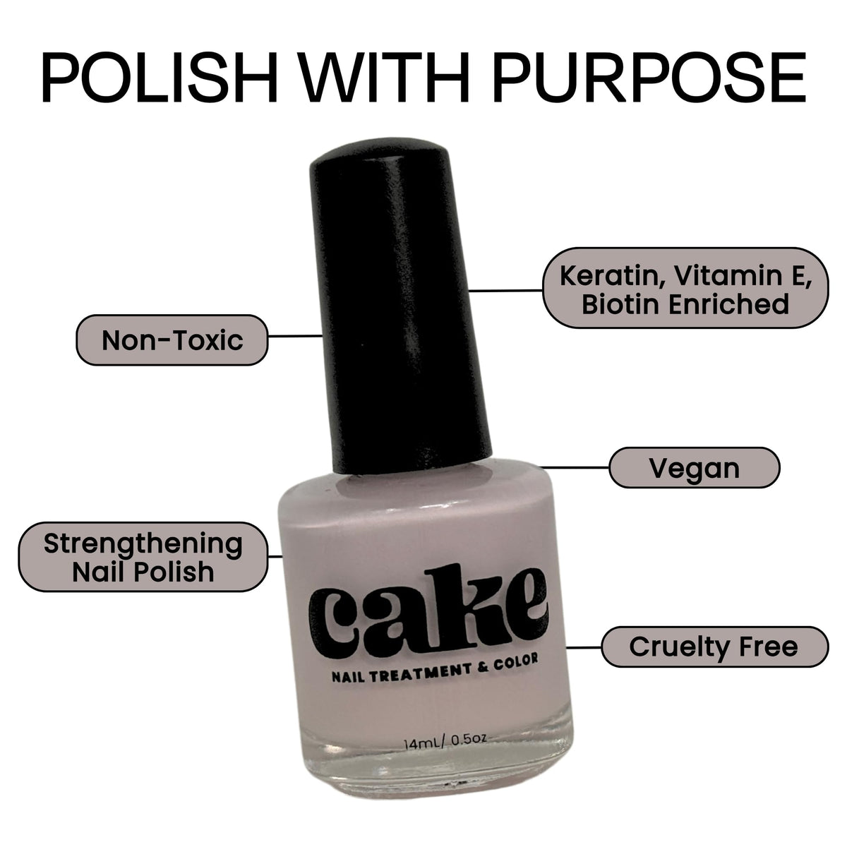 CAKE Chemical Free Nail Polish, Nail Strengthener and Growth, Nail Repair for Damaged Nails, Fingernail Polish, Natural Nail Polish, Nail Concealer