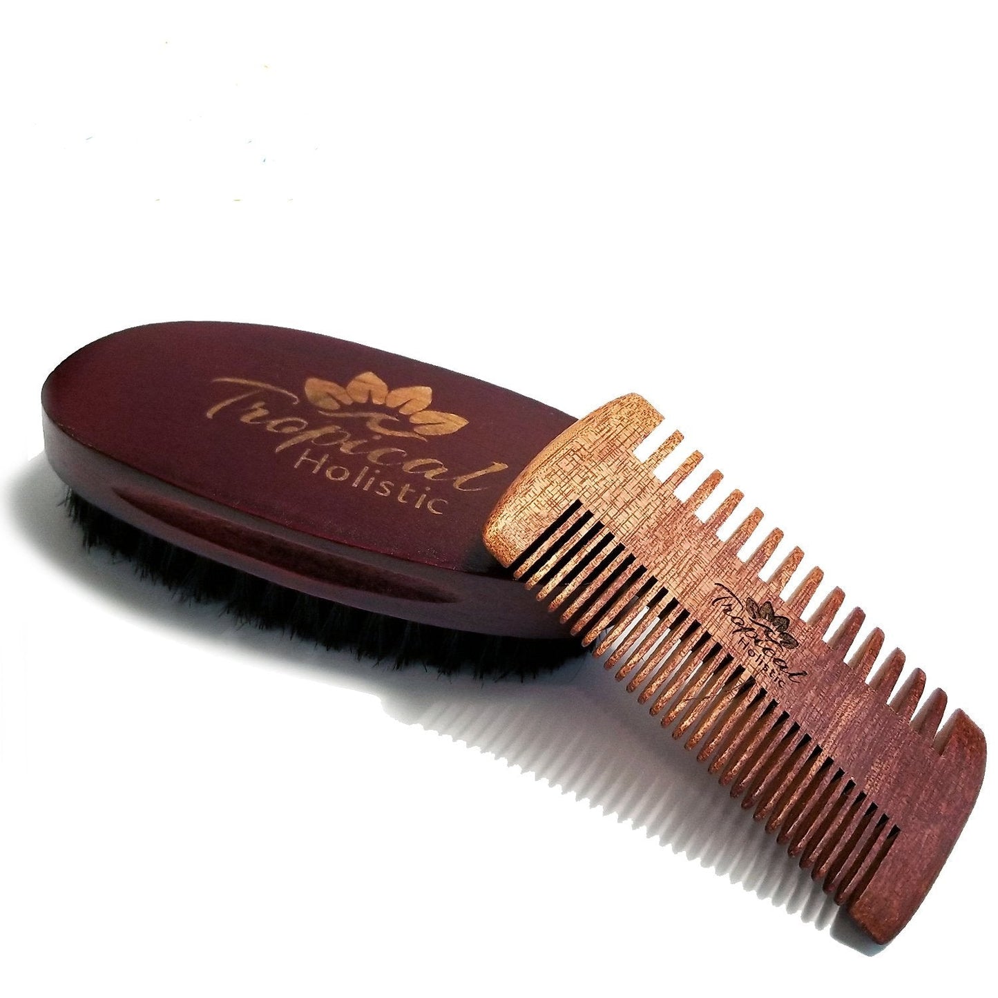 Tropical Holistic Natural Beard Grooming Kit for Men, 3-in-1 Set, Boar Bristle Brush, Handmade Wood Comb, 100% Pure Unscented Hair Treatment Oil 2 oz Beauty and Personal Care Tropical Holistic