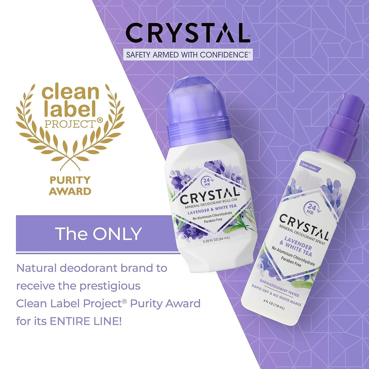 Crystal Mineral Deodorant Roll-On, Lavender & White Tea 2.25 oz (Pack of 12) Beauty and Personal Care Crystal Essence