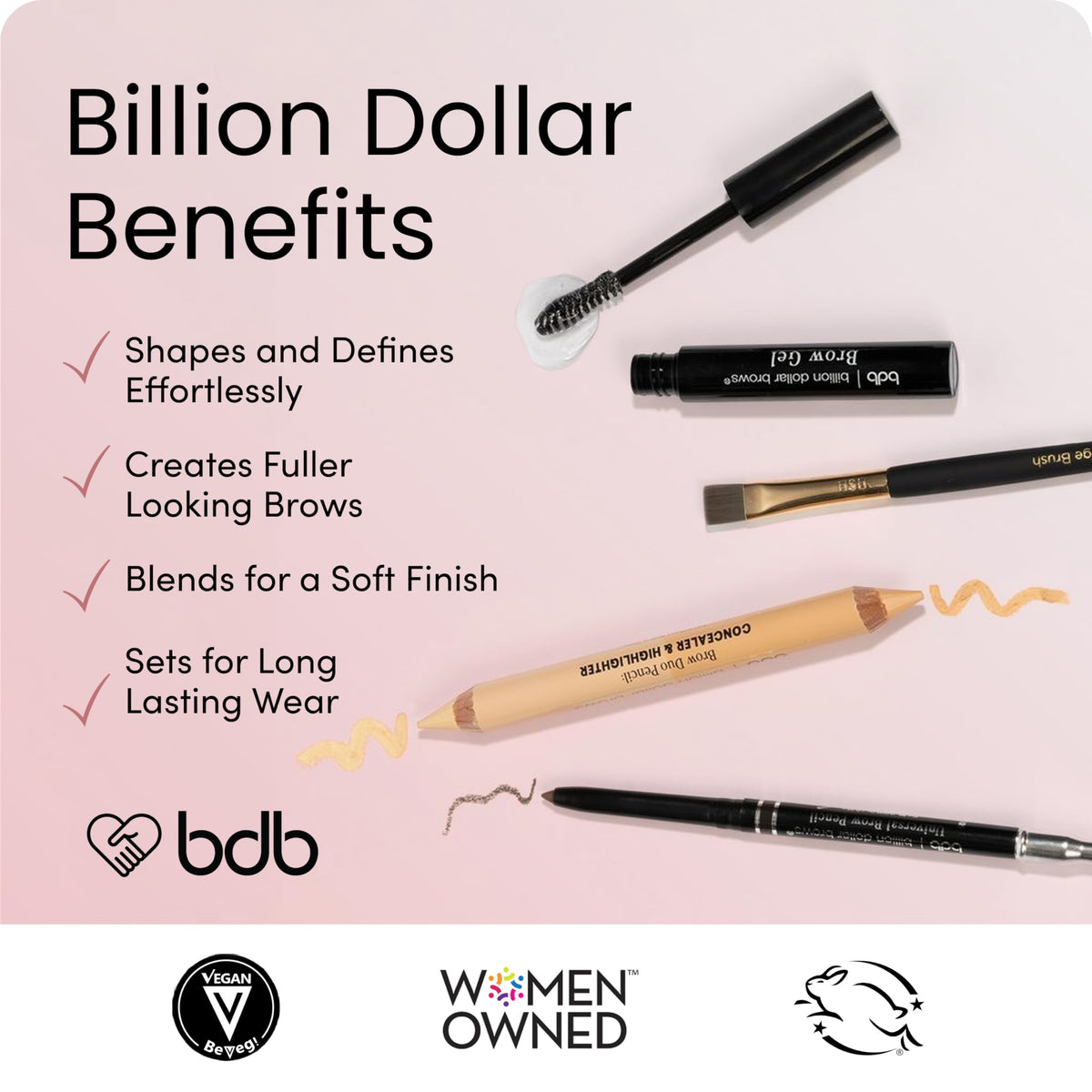 Billion Dollar Brows Best Sellers Kit 4 Piece Eyebrow Makeup Starter Set
