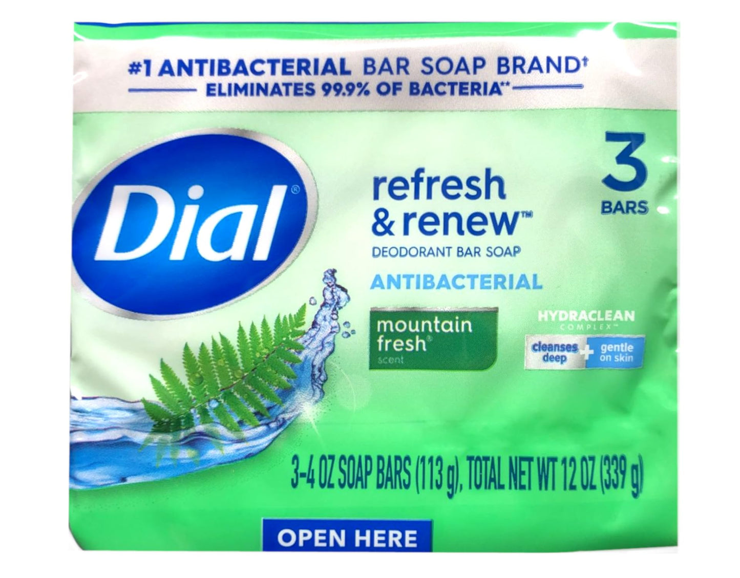 Dial Mountain Fresh Antibacterial Deodorant Bar Soap 3, 4 oz Soap Bars (Packs of 4) Beauty & Personal Care Dial