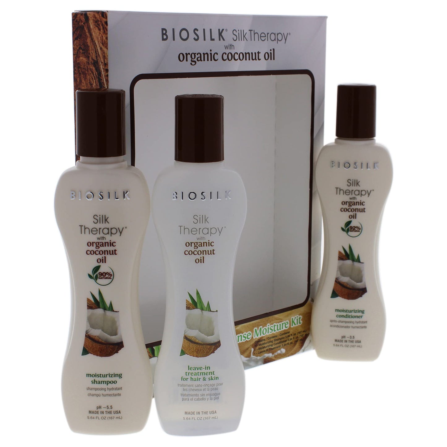 BioSilk Silk Therapy with Natural Coconut Oil Intense Moisture Kit (Pack of 3) Beauty & Personal Care BioSilk