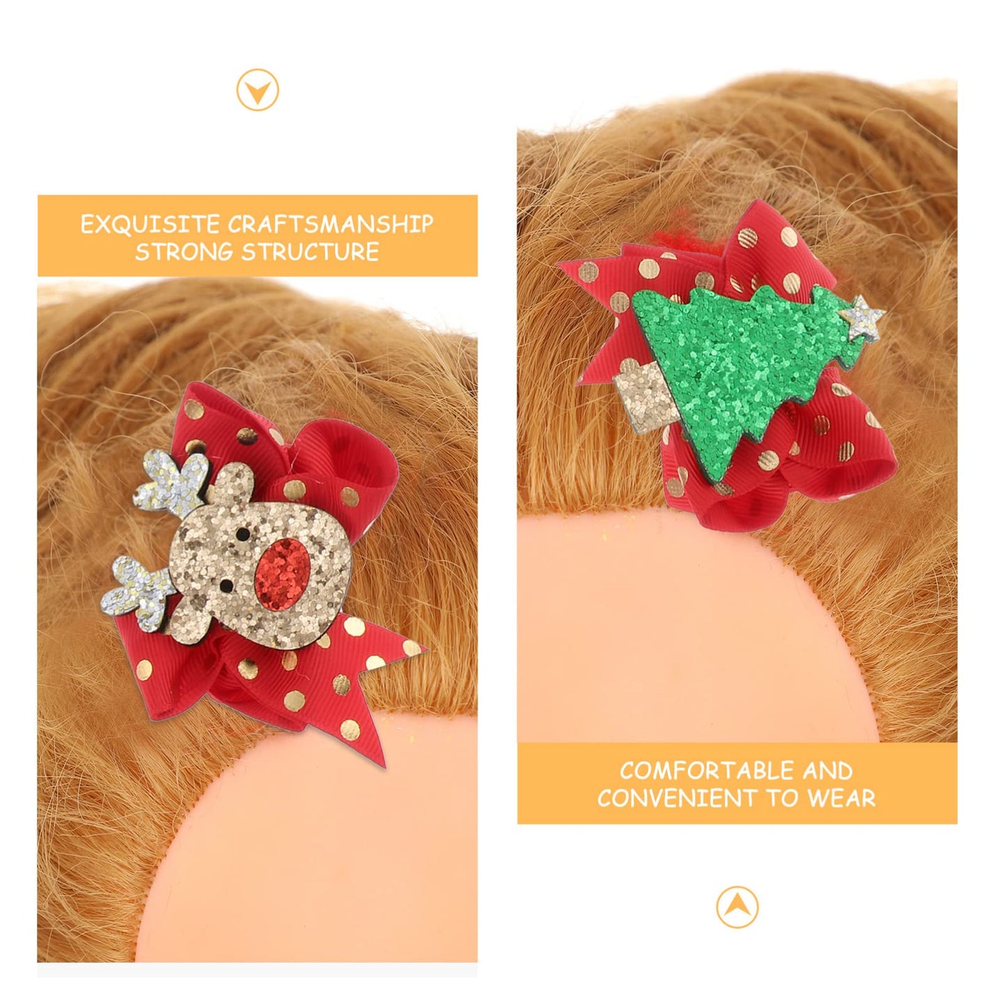 Lurrose 6pcs Christmas Hair Cute Bowknot Hair Clips Xmas Hair Ornaments Party Hair Pin Beauty & Personal Care Lurrose
