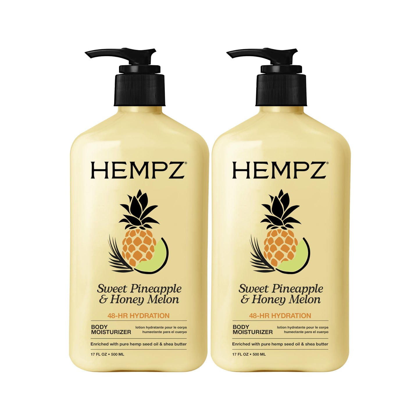 Hempz Body Lotion - Sweet Pineapple & Honey Melon Daily Moisturizing Cream, Shea Butter, Aloe, Orange Extract Body Moisturizer - Skin Care Products Beauty & Personal Care Hempz