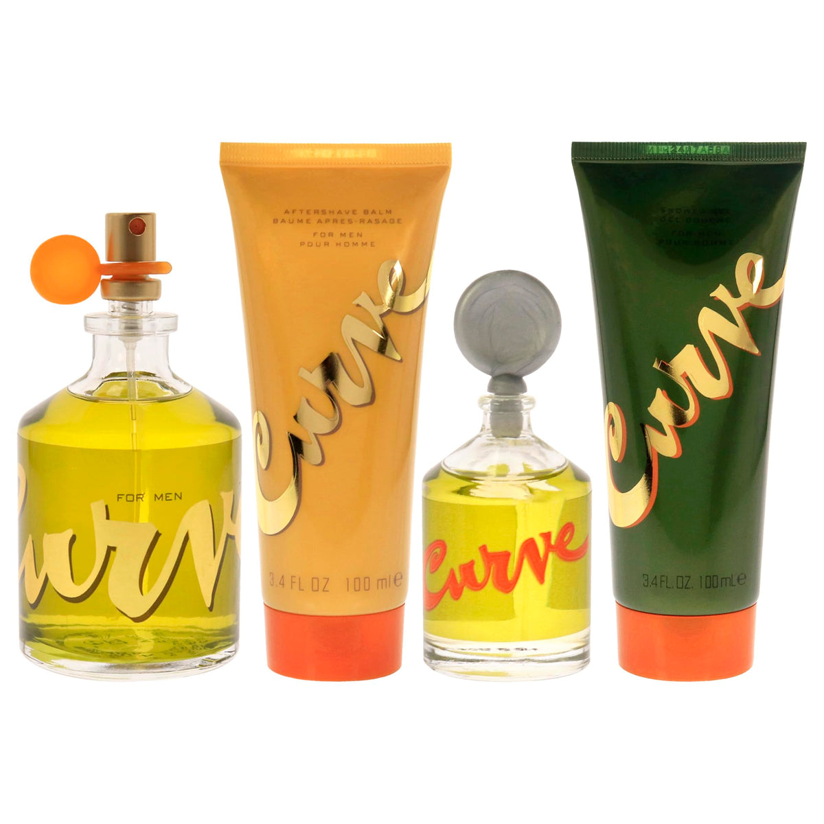 Liz Claiborne Curve For Men - 4 Piece Set For Men: 4.2 Oz Cologne Spray, 0.25 Oz Cologne Splash, 3.4 Oz Aftershave Balm, 3.4 Oz Showerl Gel