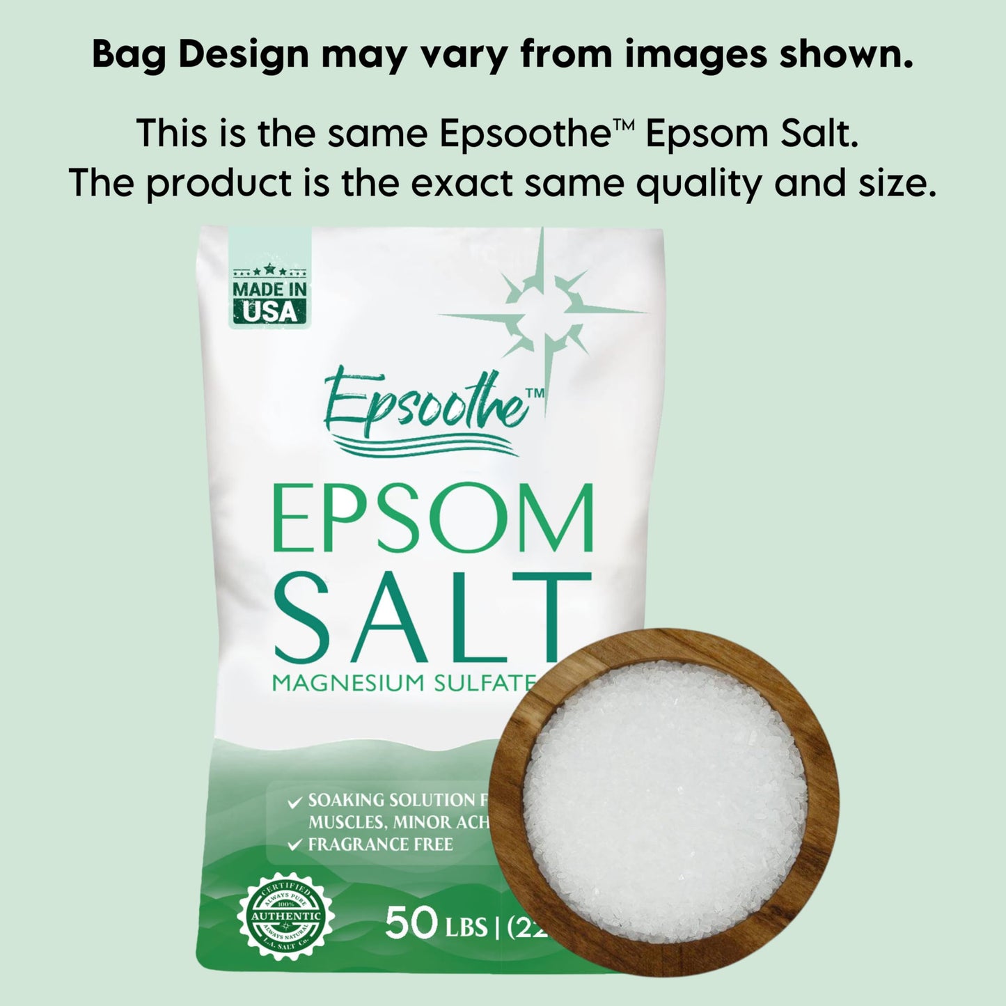 Epsom Bath Salt, Magnesium Sulfate USP, Unscented, Fine Grain, 50 Pound Bag (Packaging May Vary) Beauty and Personal Care LA SALT CO