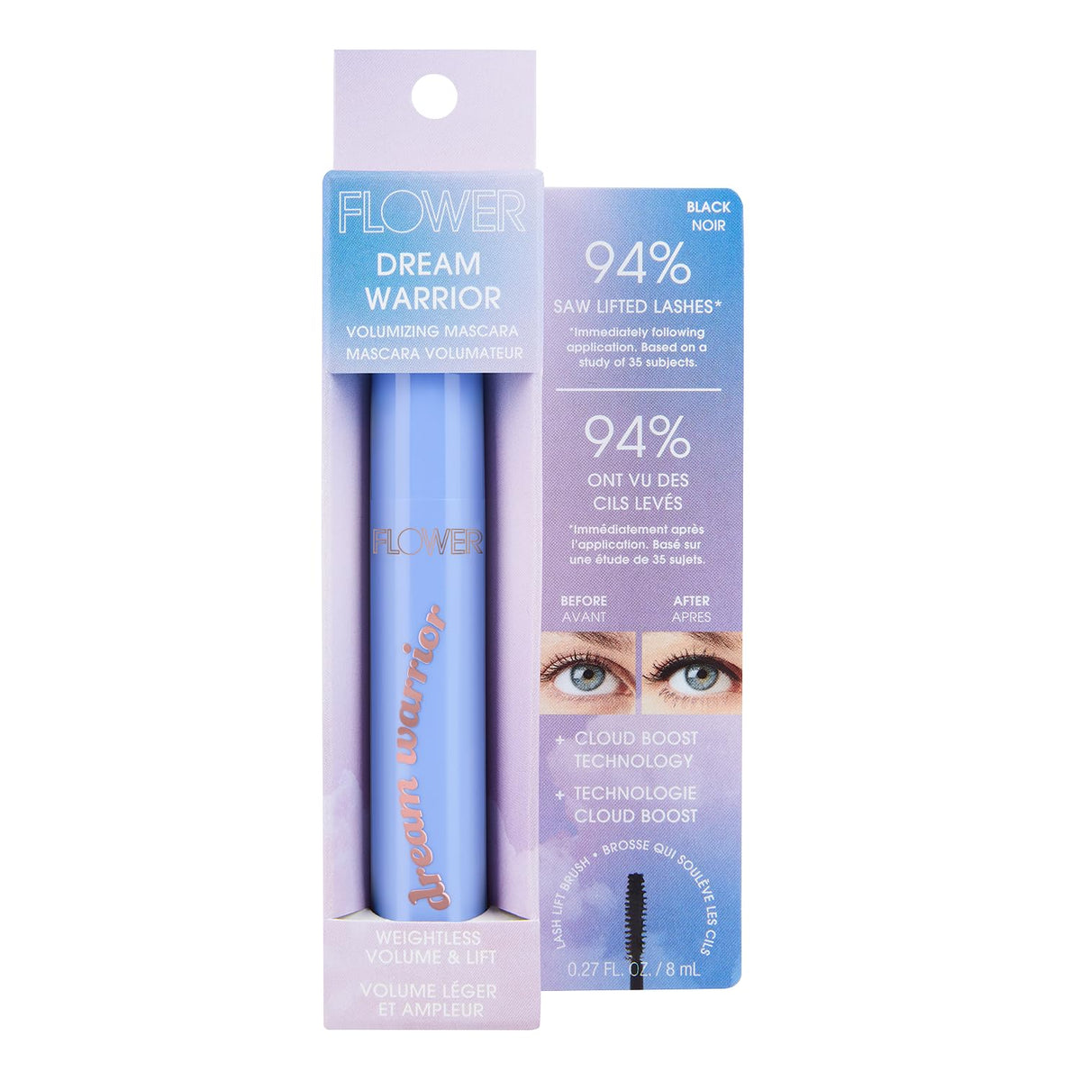 FLOWER Beauty By Drew Barrymore Dream Warrior Volumizing, Long-Wearing Mascara With Clump Free Technology for Lash Lengthening + Lash Lifting +