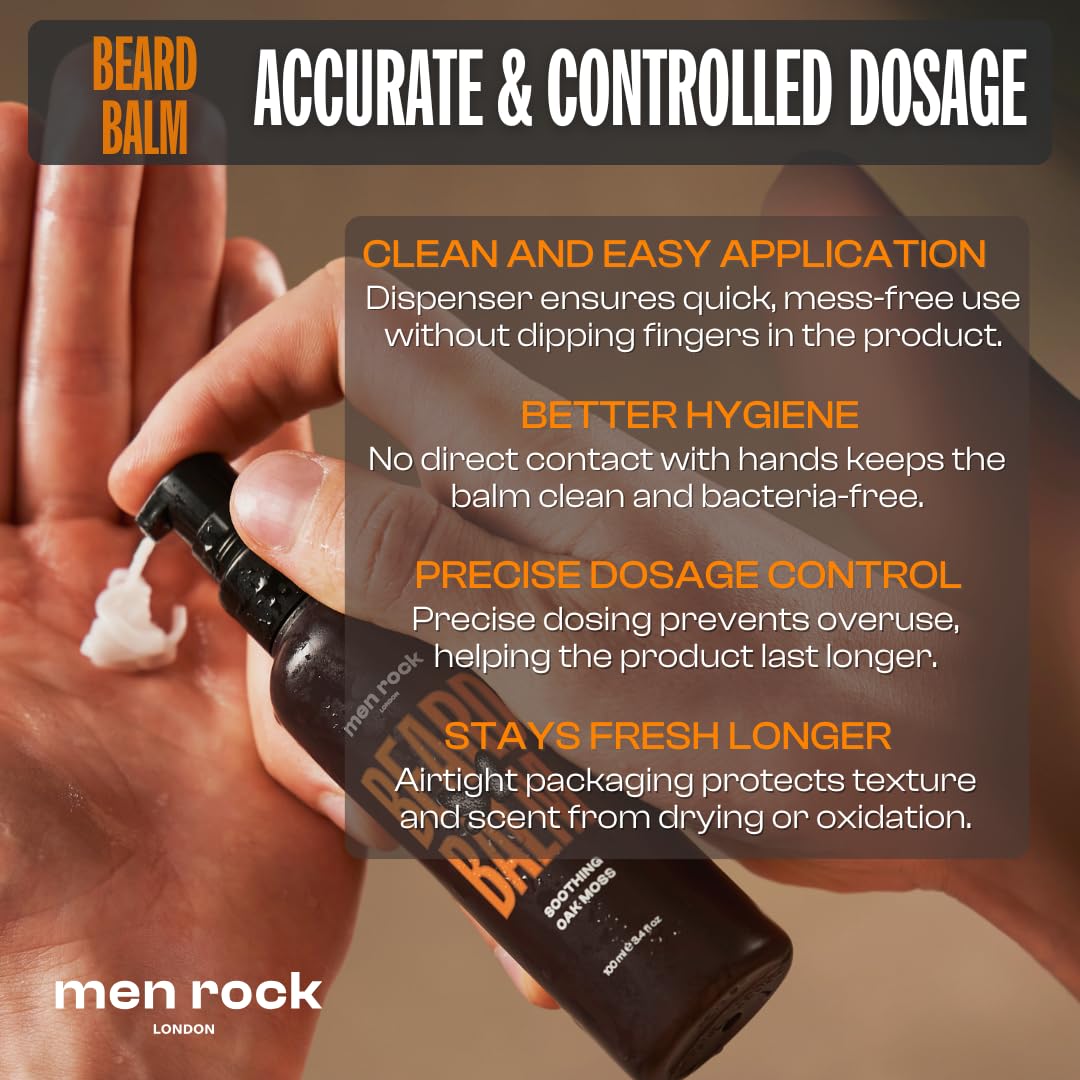 Men Rock Soothing Beard Balm - Oak Moss - Leave In Beard Conditioner for Men - Mens Skincare Products - Conditioning and Softening Balm - 3.4 oz Beauty and Personal Care Men Rock