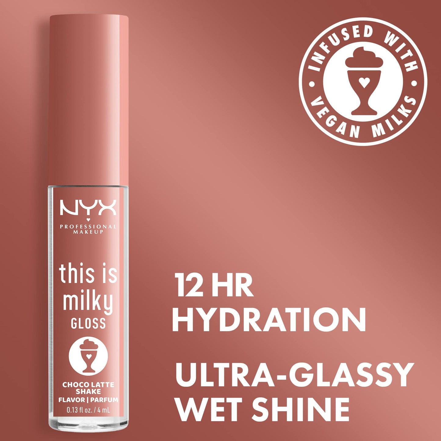 NYX PROFESSIONAL MAKEUP This Is Milky Gloss, Lip Gloss with 12 Hour Hydration, Vegan - Choco Latte Shake (Milk Chocolate) Beauty & Personal Care NYX PROFESSIONAL MAKEUP