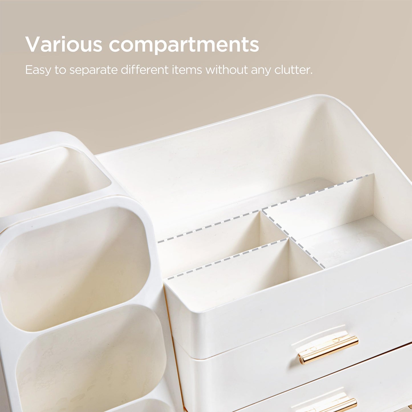HBlife Makeup Organizer with Brush Holder for Vanity, Large Plastic Bathroom Countertop Organizer Skin Care Storage, Easy to Store Lipsticks, Nail Beauty and Personal Care HBlife