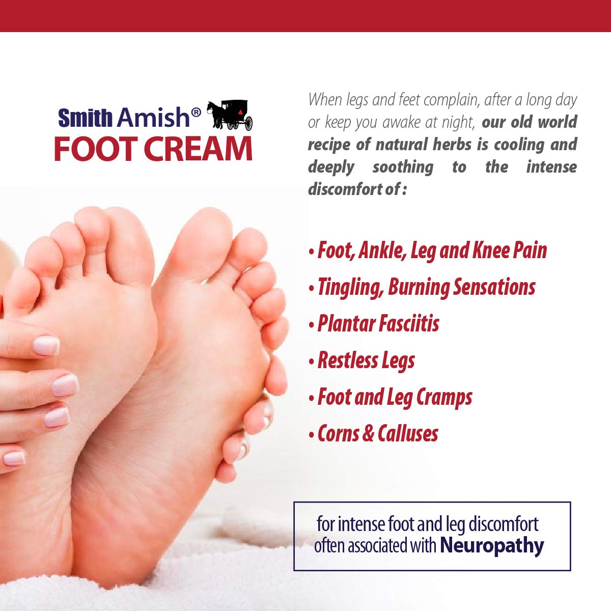 Smith Amish Foot Cream, Deep Soothing and Calming to Foot and Legs. 4.5 oz Beauty & Personal Care Smith Amish