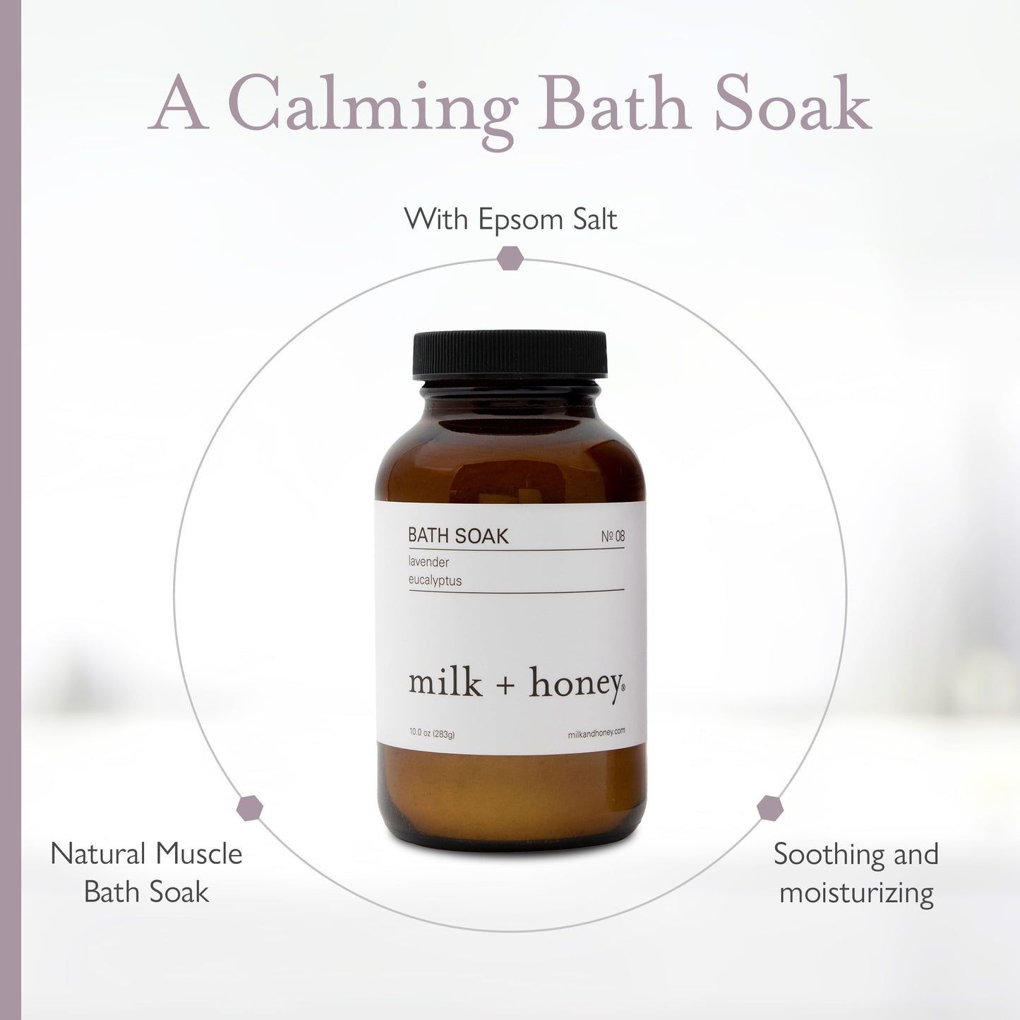 Milk + Honey Calming Bath Soak No. 8 - Moisturizing Epsom Salt with Lavender & Eucalyptus - Relaxing Aromatherapy Soak for Sore Muscles, Dry Skin Beauty and Personal Care milk + honey