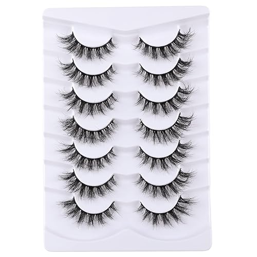 Mebver False Eyelashes Cat Eye Lashes Faux Mink Lashes Natural Look Fluffy Wispy Lashes That Look Like Extensions Pestañas Postizas D Curl Lash Strips Beauty & Personal Care Mebver