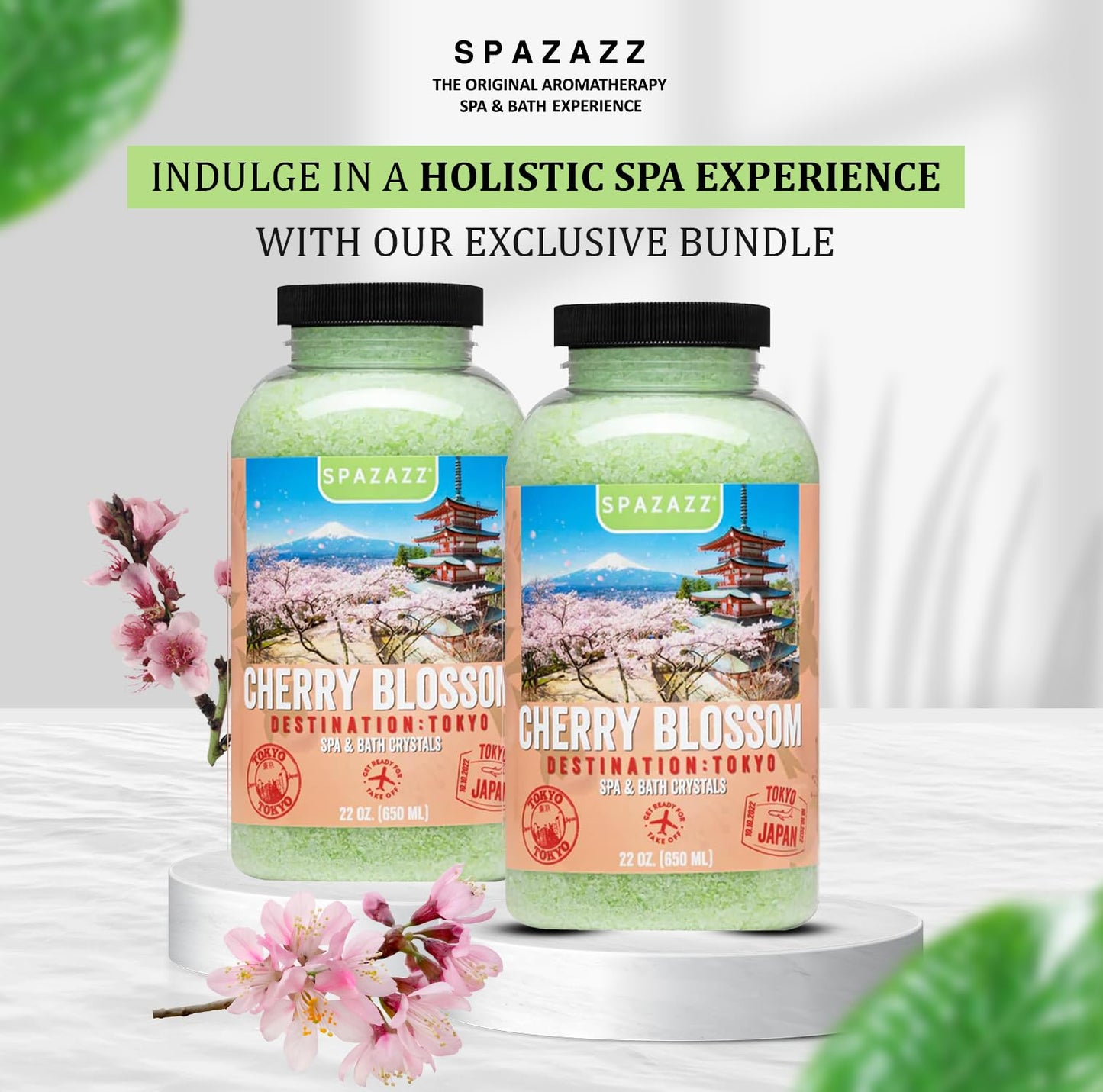 Hot Tub Aromatherapy Spa & Bath Salt Crystals - Cherry Blossom - Tokyo Destinations Collection - Scents for Relaxing in Spas and Bath Tubs - Skin Beauty and Personal Care Spazazz